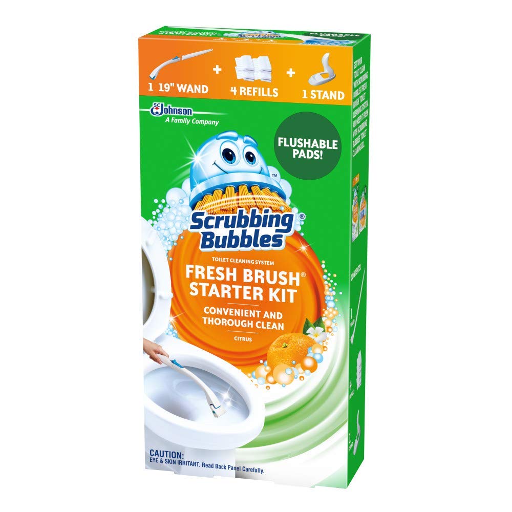 Scrubbing Bubbles Fresh Brush Toilet Cleaning System Starter Kit with 4 Refills- 2 Pack