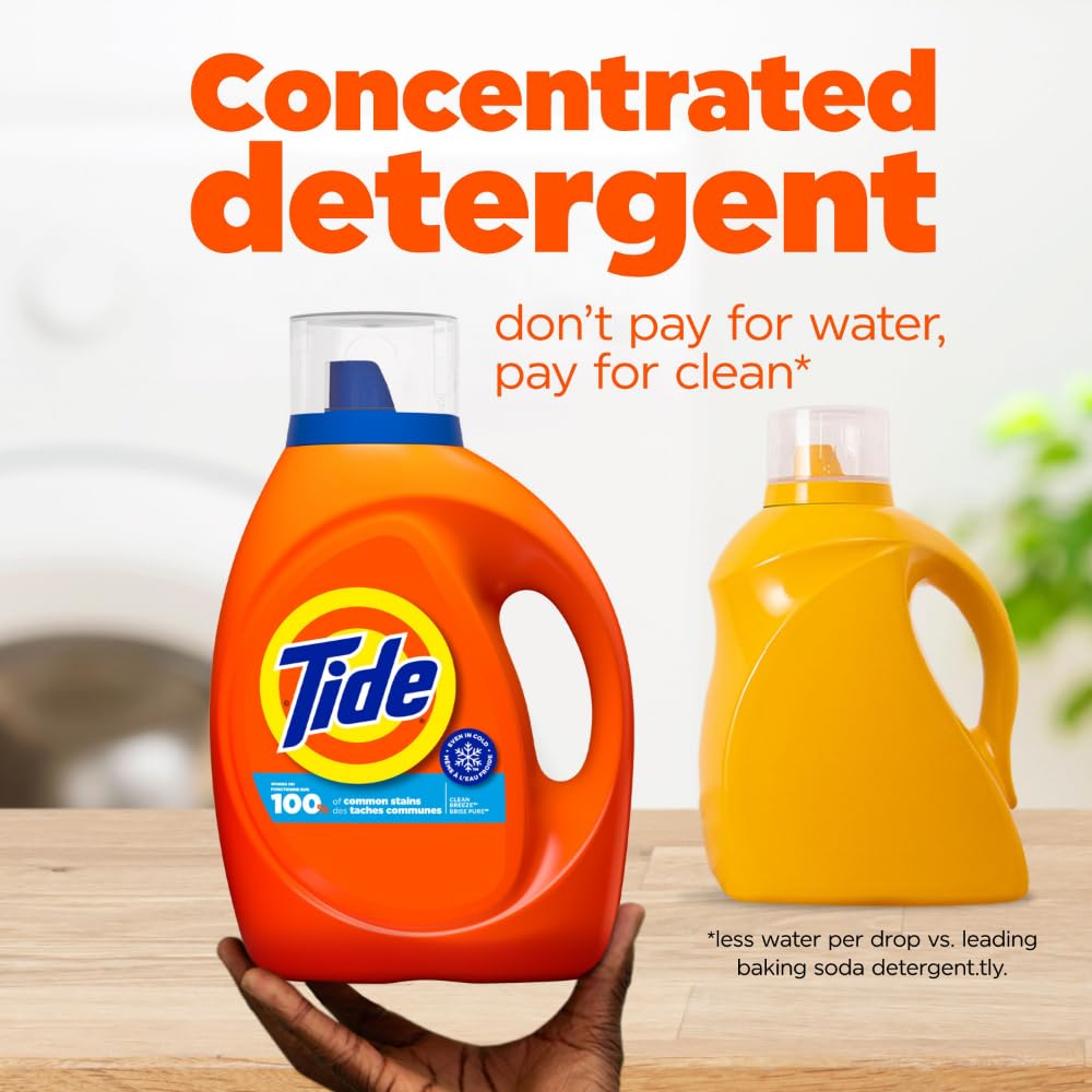Tide Liquid Laundry Detergent, Clean Breeze Scent, 80 fl oz, 64 Loads, Boosted Clean Even in Cold Water with Concentrated Washing Soap