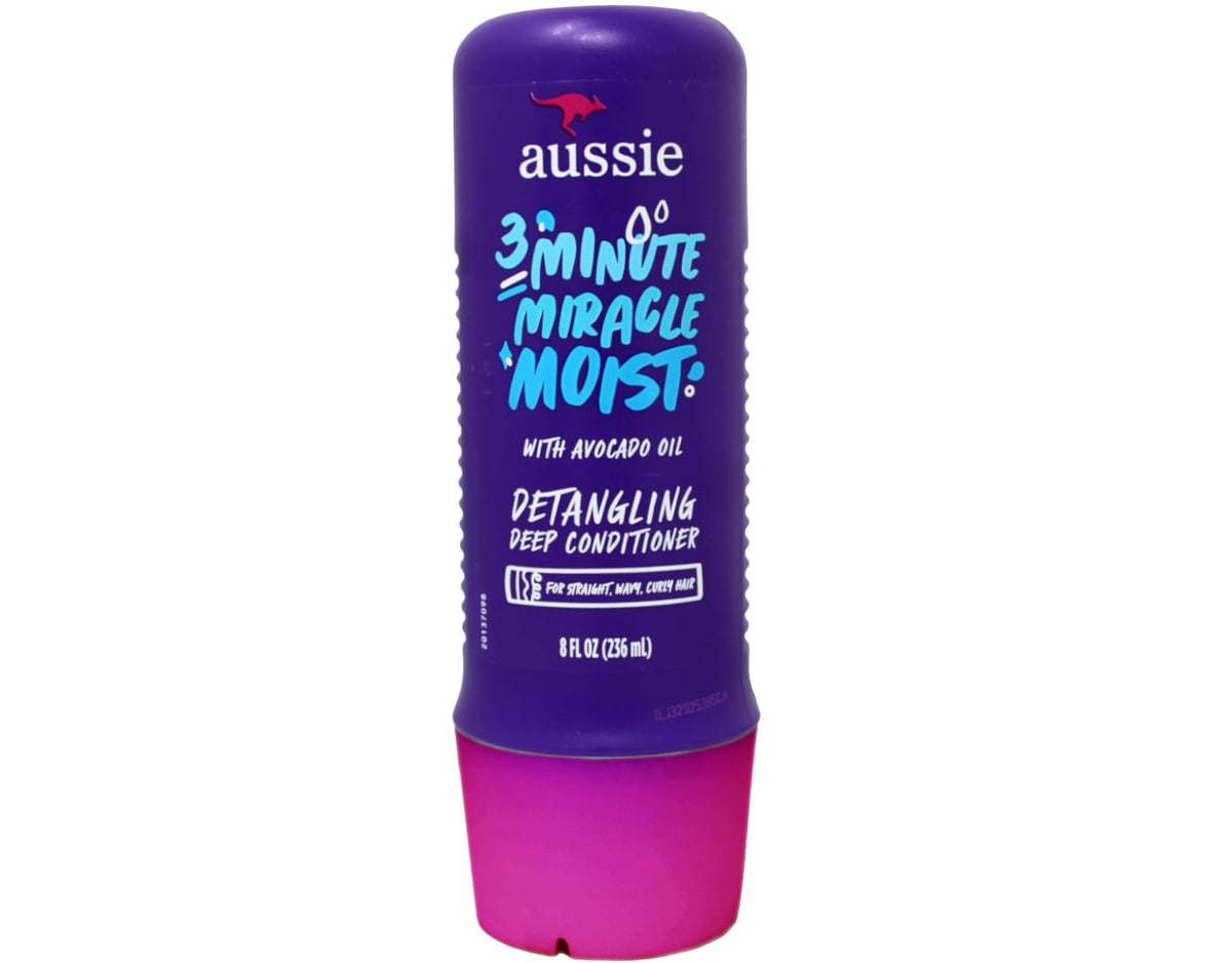 Aussie 3 Minute Miracle Moist Detangling Deep Conditioner Treatment with Avocado Oil, 8 fl oz, Paraben and Sulfate Free
