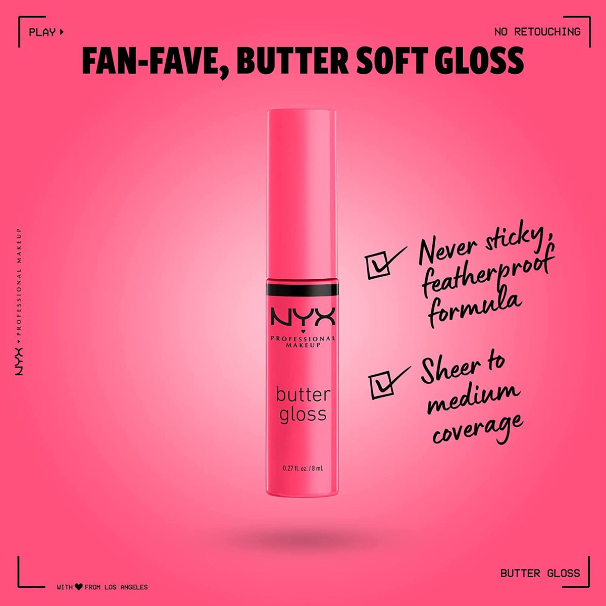 NYX PROFESSIONAL MAKEUP Butter Gloss, Non-Sticky Lip Gloss - Peaches & Cream (Pink Coral)