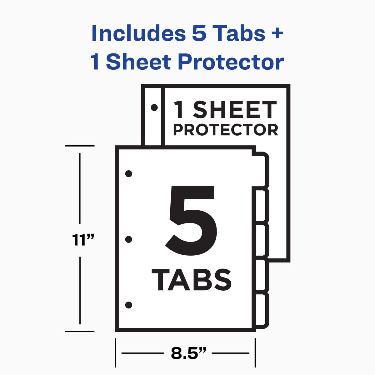 Avery Clear Easy View Durable Plastic Dividers for 3 Ring Binders, 5-Tab Set, Bright Multicolor, 1 Set (16740)