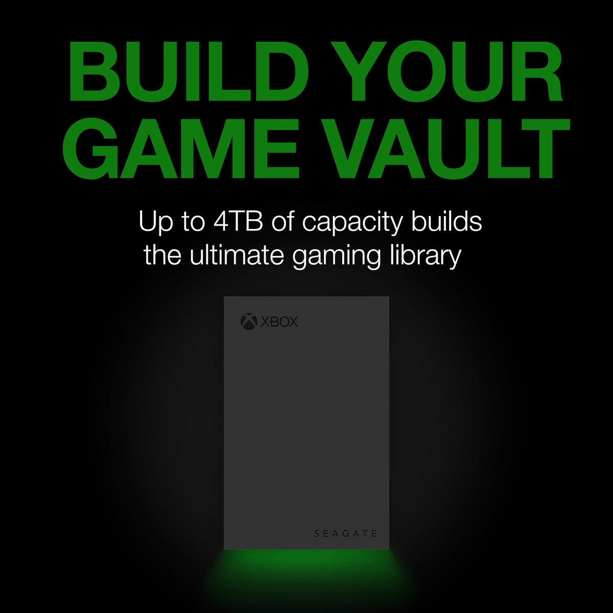 Seagate Game Drive for Xbox 4TB External Hard Drive Portable HDD - USB 3.2 Gen 1, Black with built-in green LED bar , Xbox Certified, 3 year Rescue Services (STKX4000402)