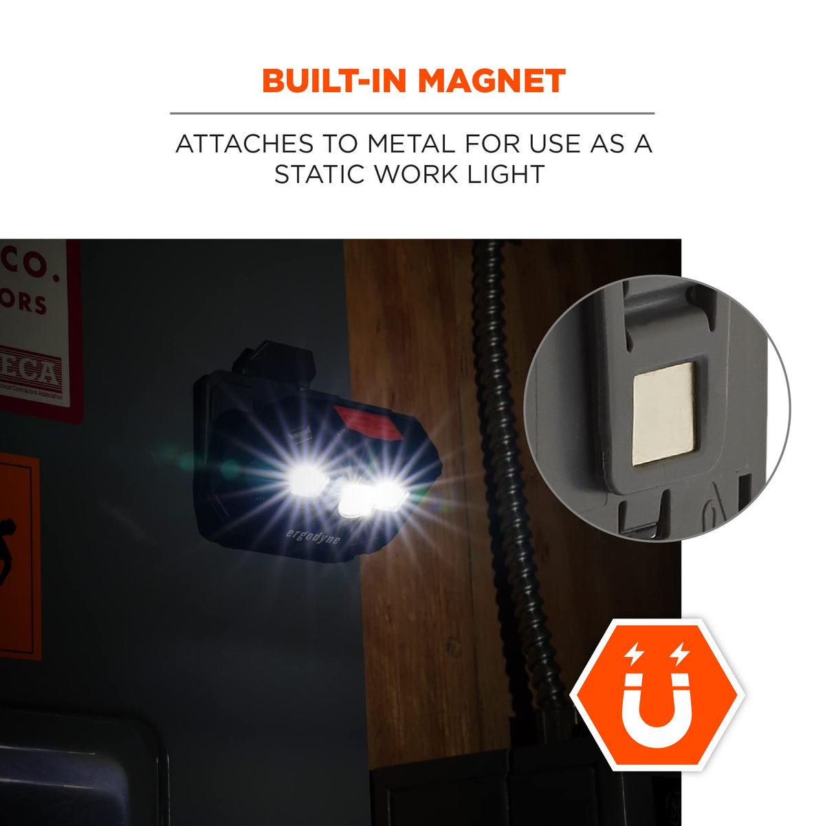 Ergodyne - 60197 Skullerz 8987 Rechargeable Universal Hard Hat LED Light, orange