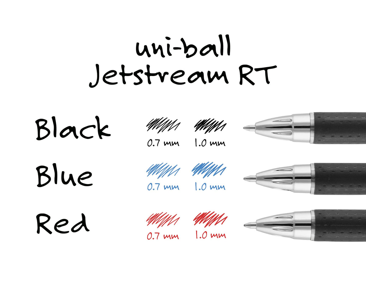 Uni-Ball Jetstream RT 12 Pack, 0.7mm - Black Ballpoint Pens - Wirecutter Best Pen, School Pens, Ink Pens | Ballpoint Pen, Colored Pens, Fine Point, School Supplies