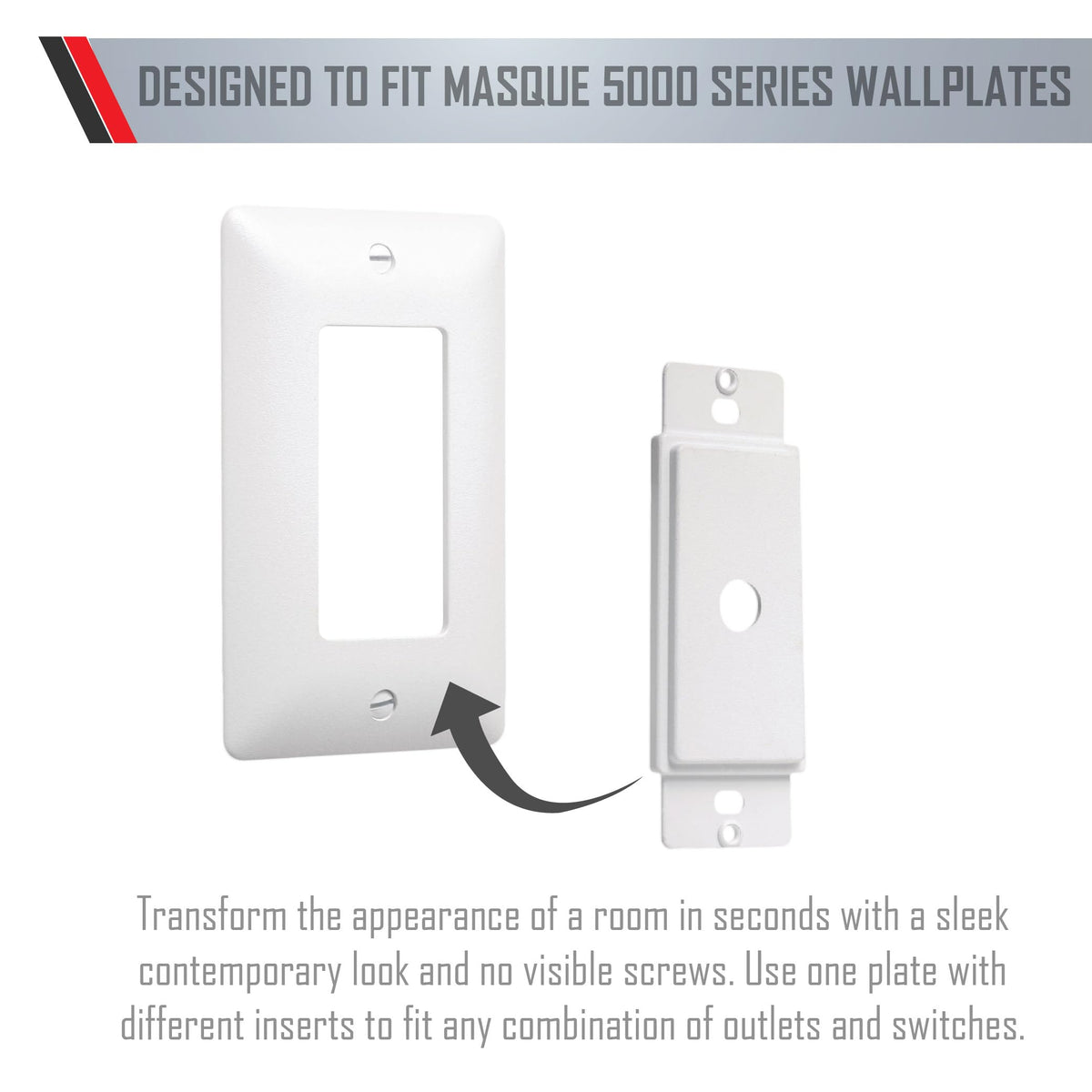 TayMac AD42W Masque Electrical Outlet Cover Adapter Plate, Dimmer, White