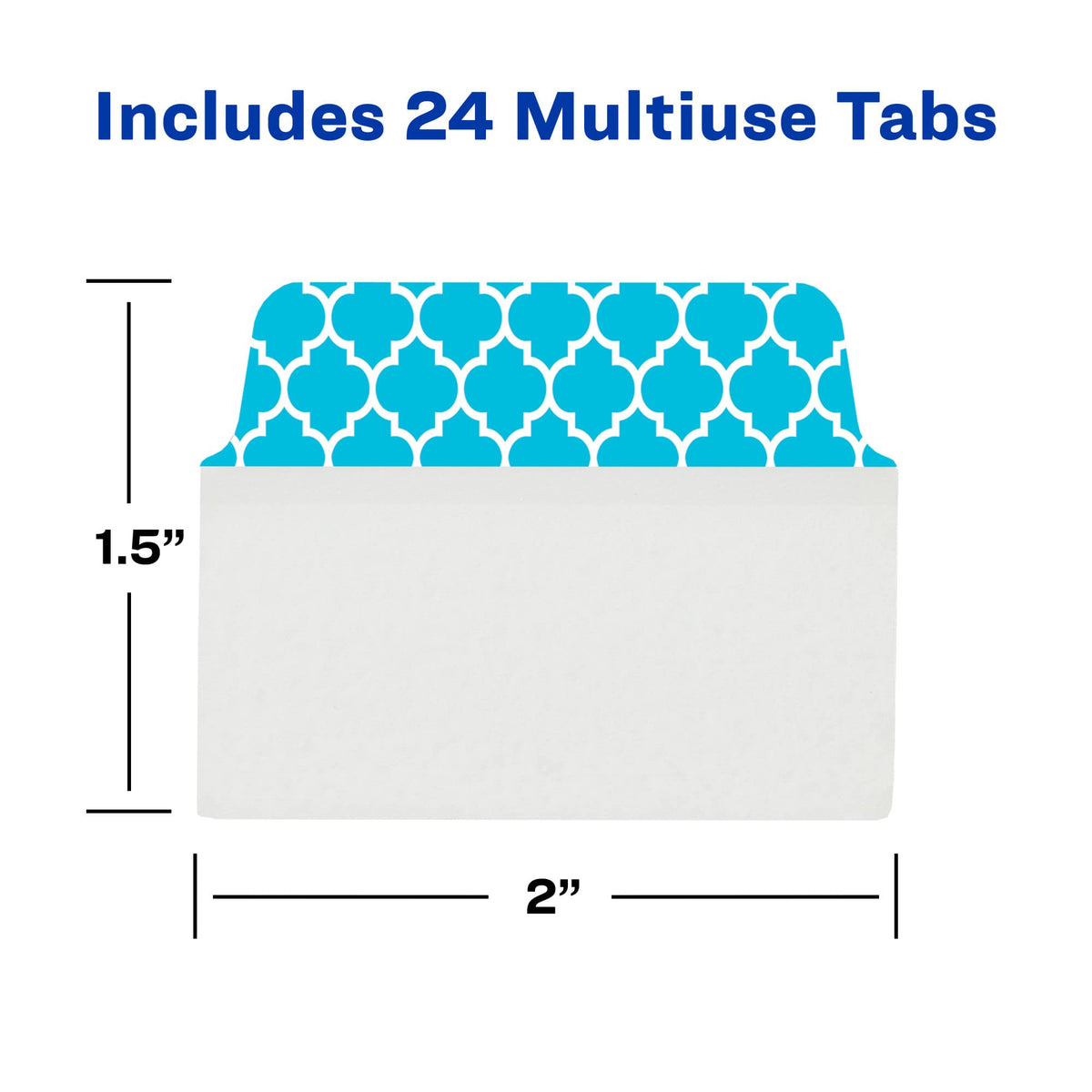 Avery Multiuse Ultra Tabs, 2" x 1.5", 2-Side Writable, Assorted Designs, 24 Repositionable Tabs (74774)