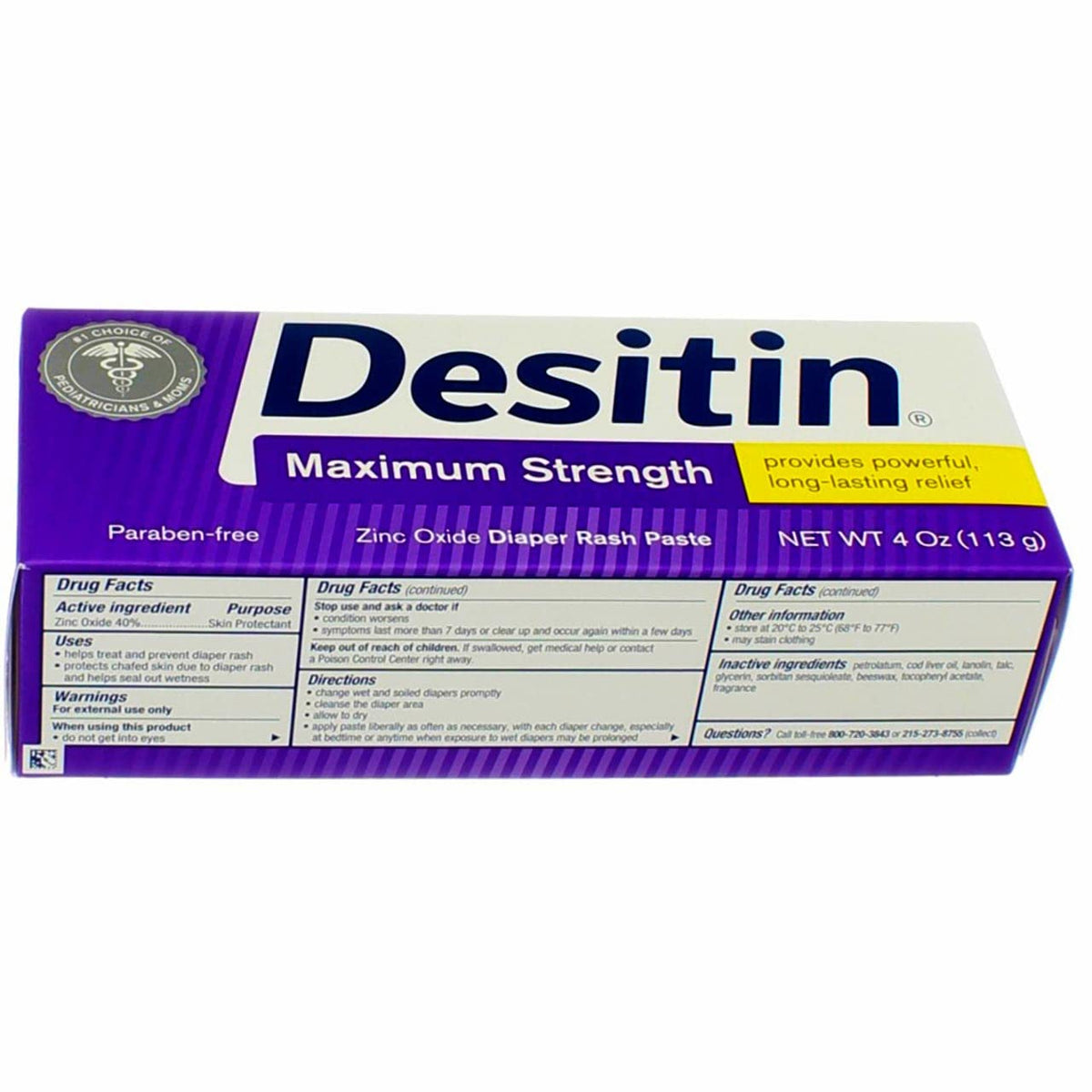 DESITIN Maximum Strength Diaper Rash Paste 4 oz (Pack of 6)