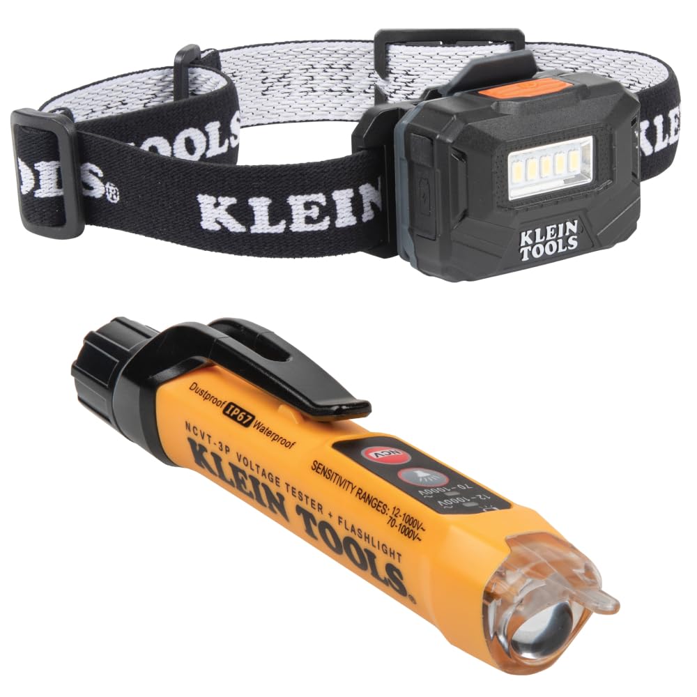 Klein Tools 80030 Rechargeable Headlamp and Non-Contact Voltage Tester with Flashlight Tool Kit, 2-Piece