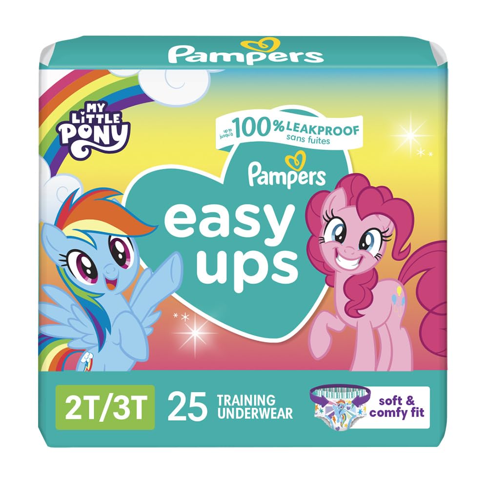 Pampers Training Pants - Easy Ups Girls & Boys - Size 2T-3T, 25 Count, My Little Pony Potty Underwear (Packaging May Vary)