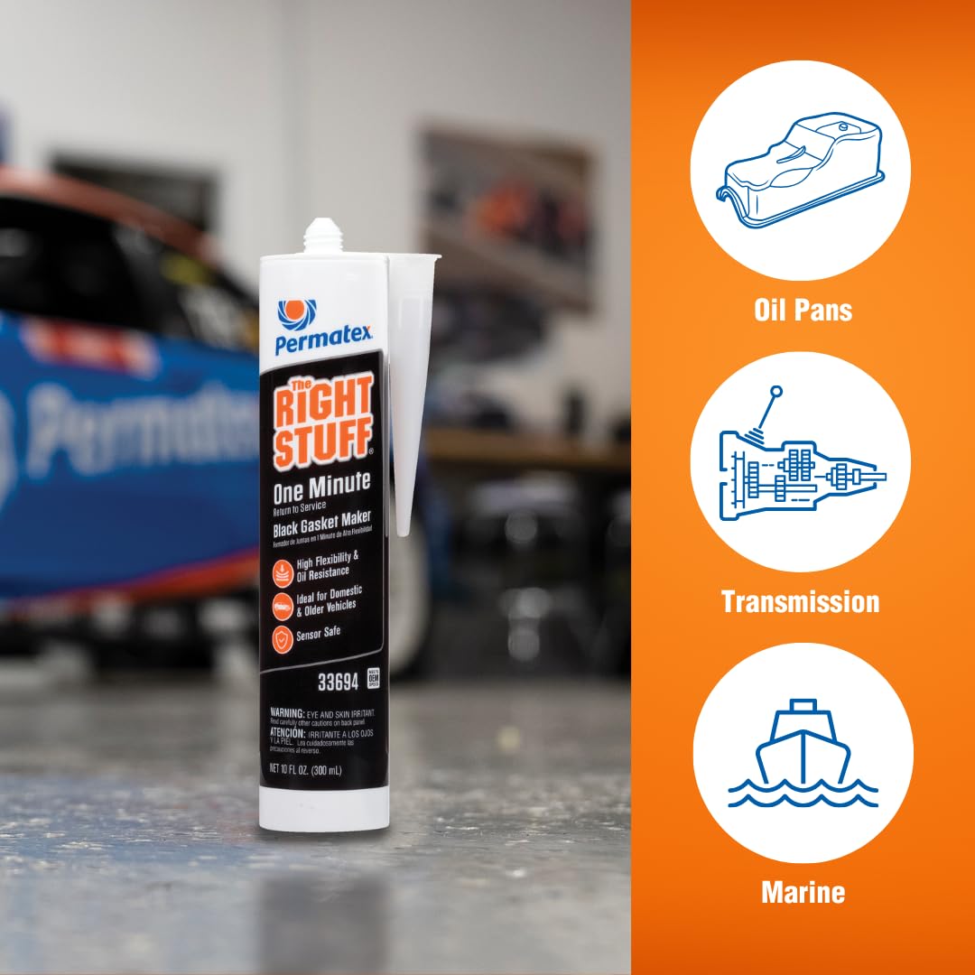 Permatex 33694 The Right Stuff 1 Minute Black Gasket Maker, 10 oz