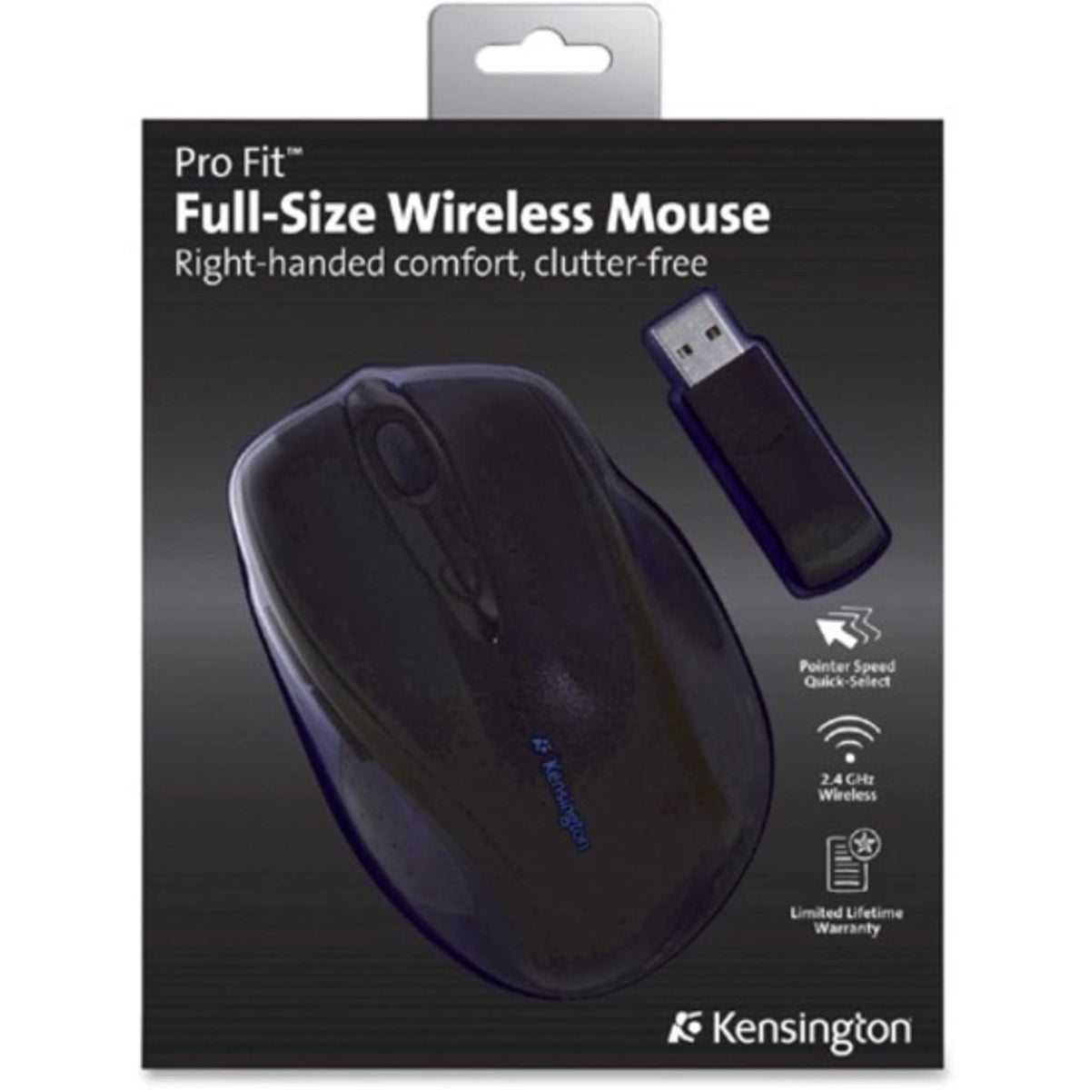 Kensington Pro Fit Full-Size Wireless Mouse (K72370US),Black/Silver