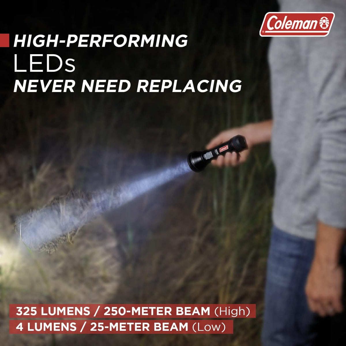 Coleman LED Flashlight | 325 Meter Flashlight with BatteryGuard