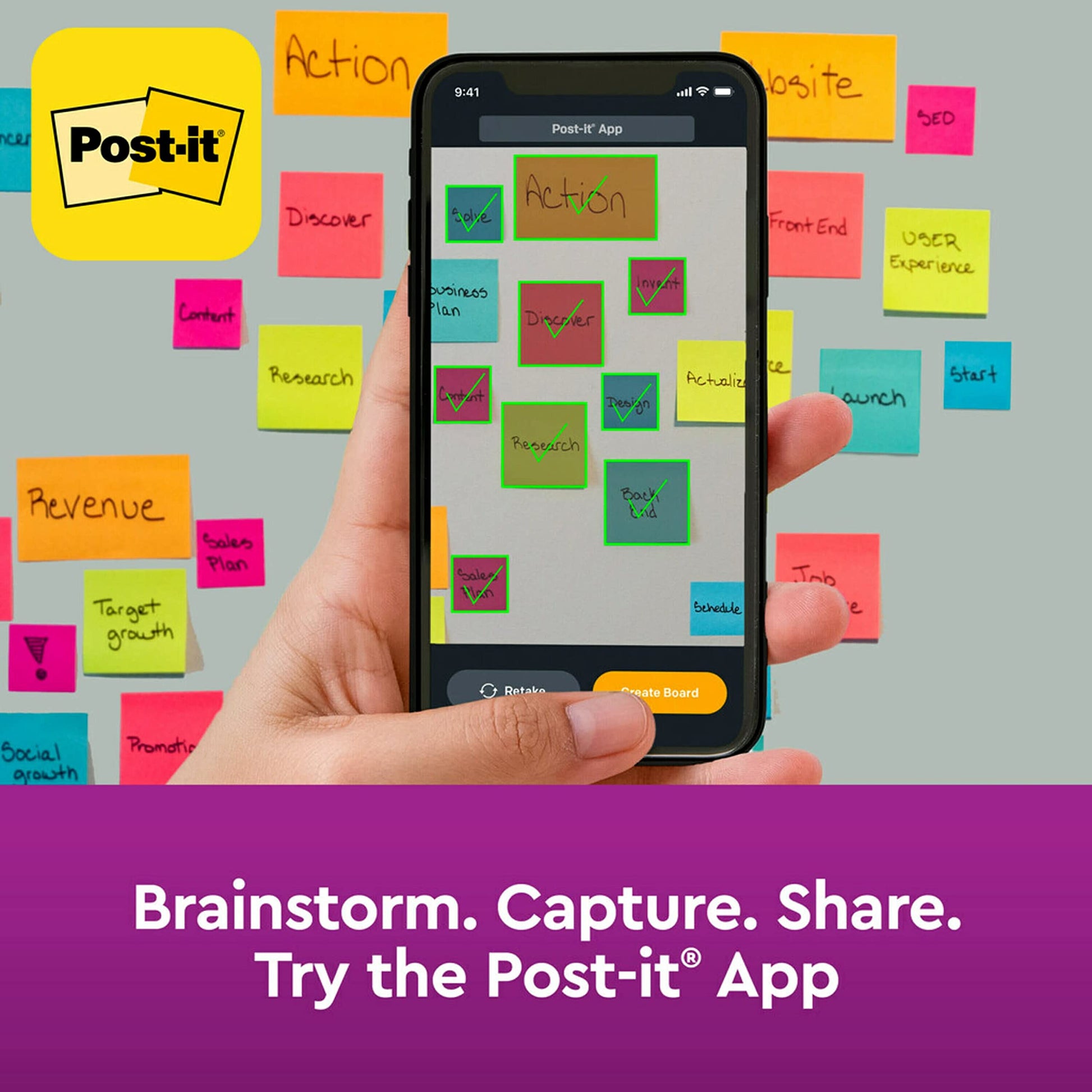 Post-it Super Sticky Notes, 3x3 in, Assorted Pastel Colors, 15 Pads, 2X The Sticking Power, Recyclable (654-15SSPS)