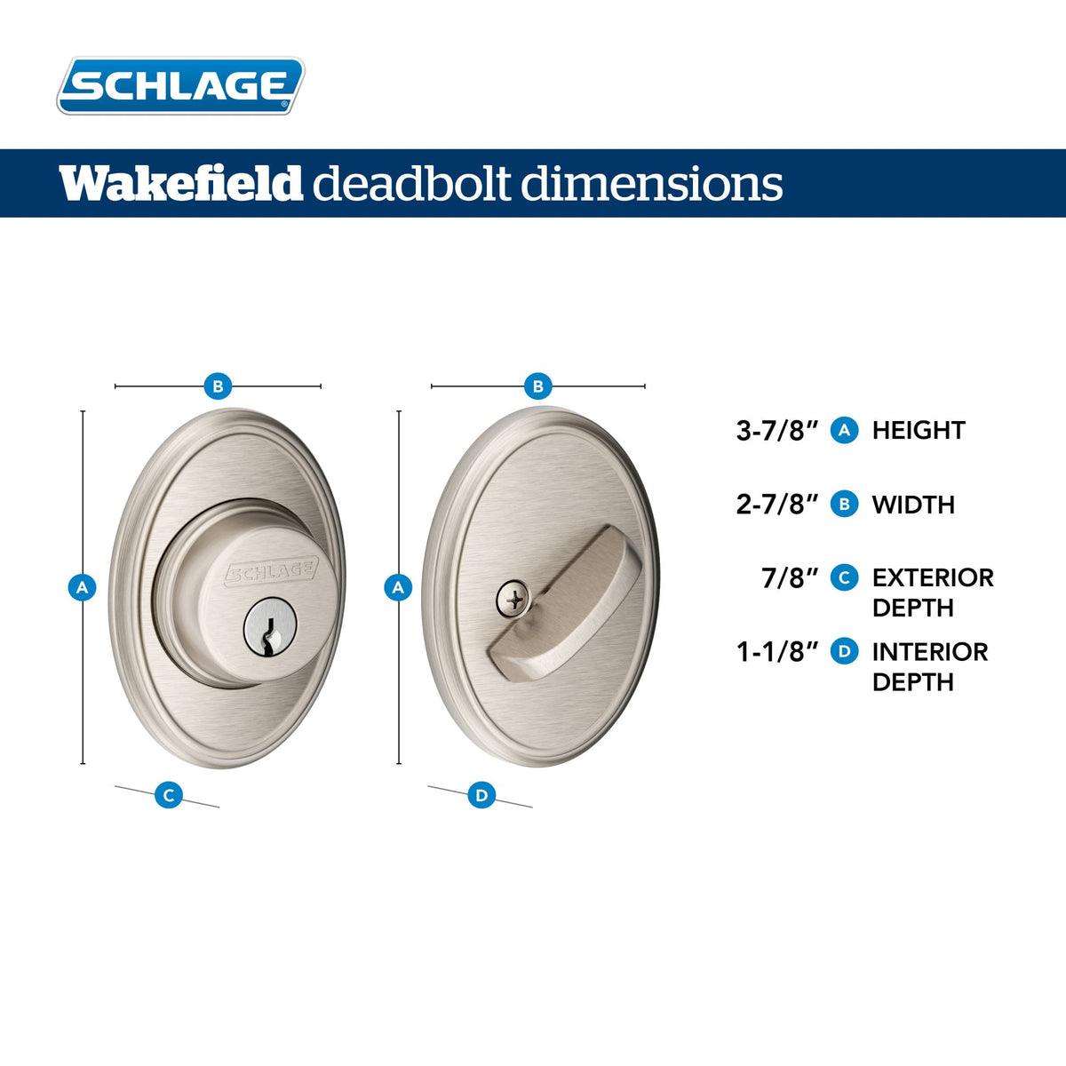 SCHLAGE Single Cylinder Deadbolt with Wakefield Trim, Antique Brass (B60 N WKF 609)