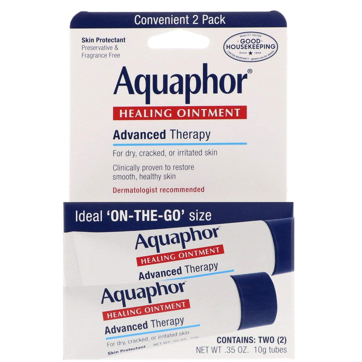 Aquaphor Healing Skin Ointment, Advanced Therapy, 0.35 Ounce (Pack of 2)
