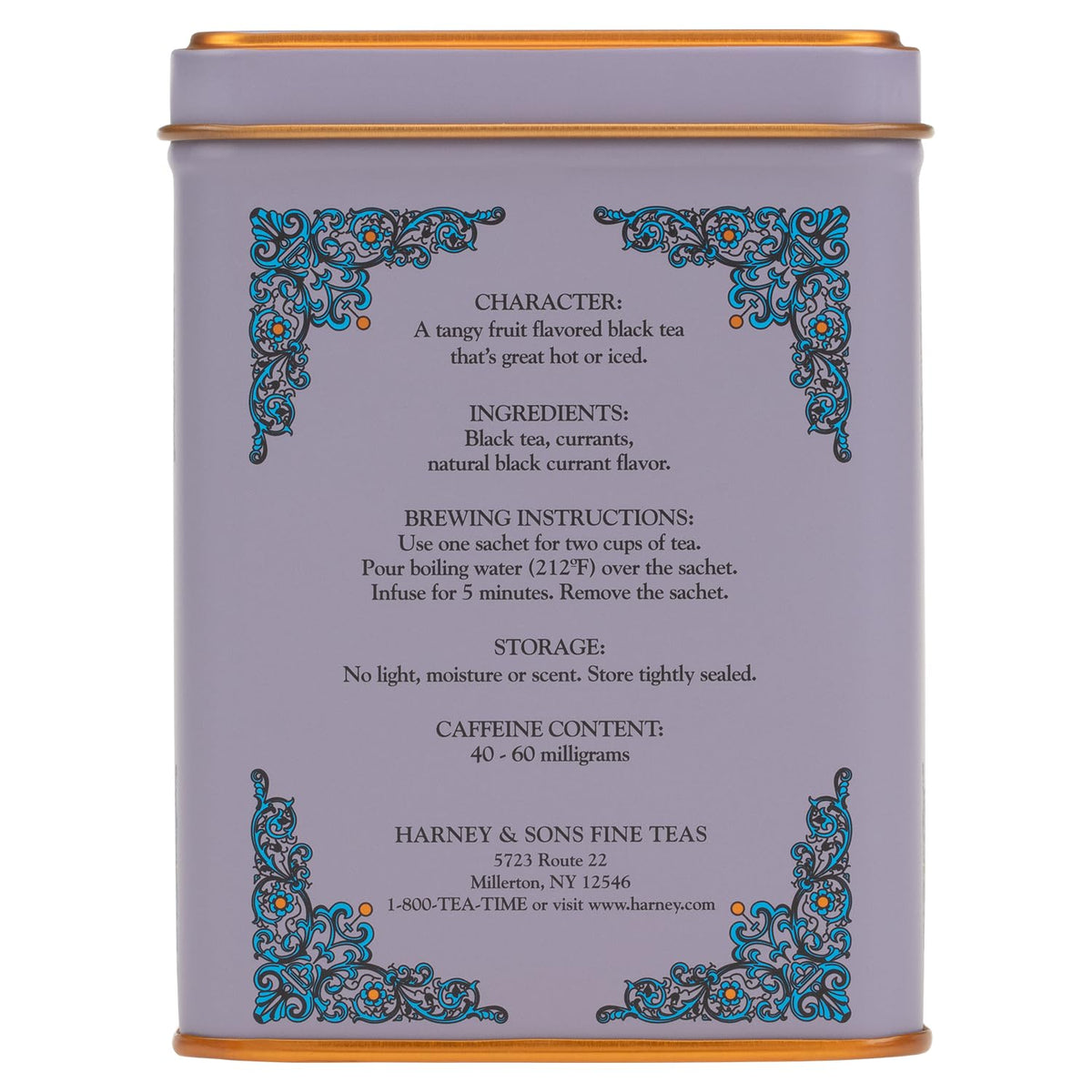 Harney & Sons Caffeinated Tea Tin Sachets, Black Currant, 20 Count