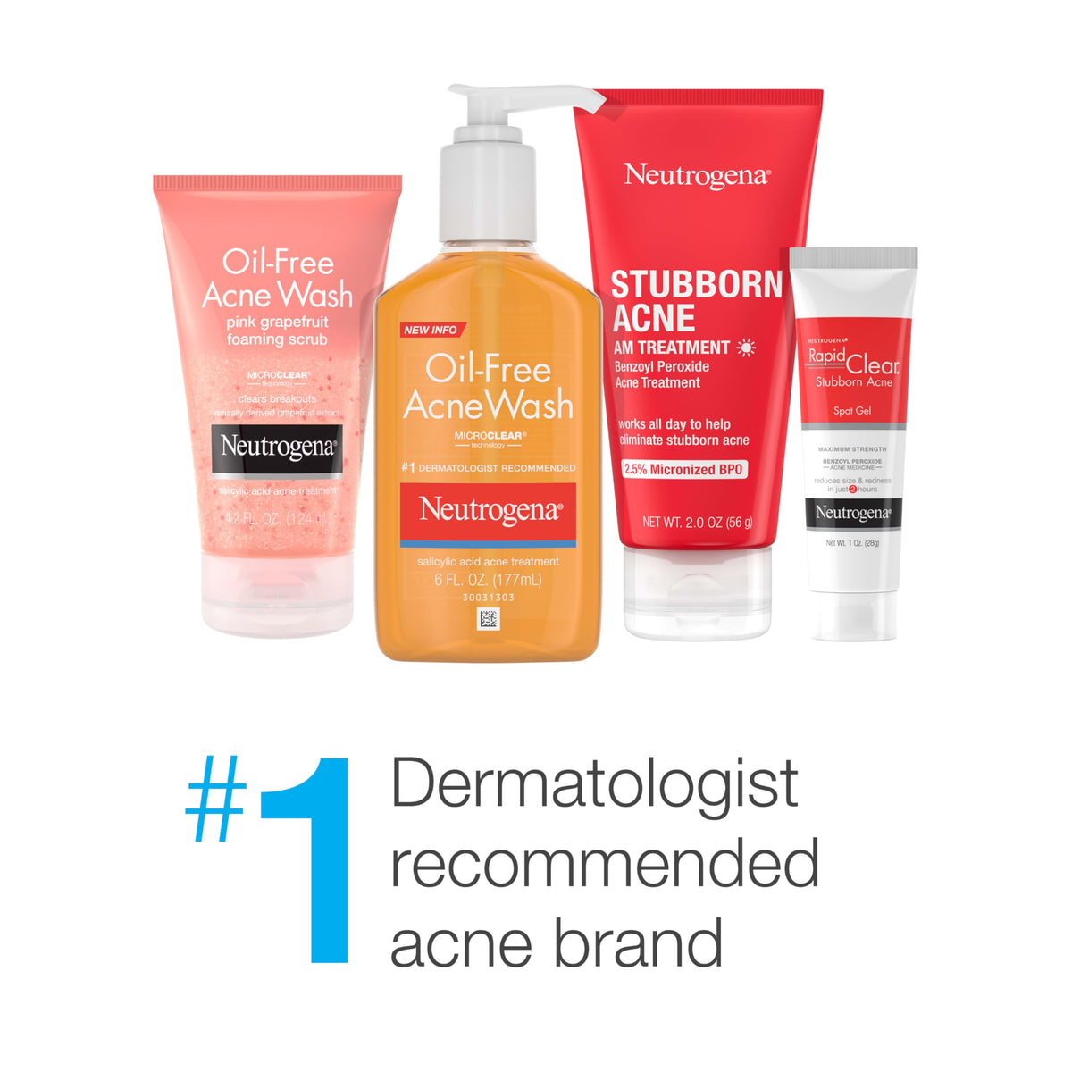 Neutrogena Body Clear Acne Body Wash with Glycerin & 2% Salicylic Acid Acne Medication to Help Treat Breakouts on Back, Chest & Shoulders, Non-Comedogenic, 8.5 fl. Oz, 6 Pack