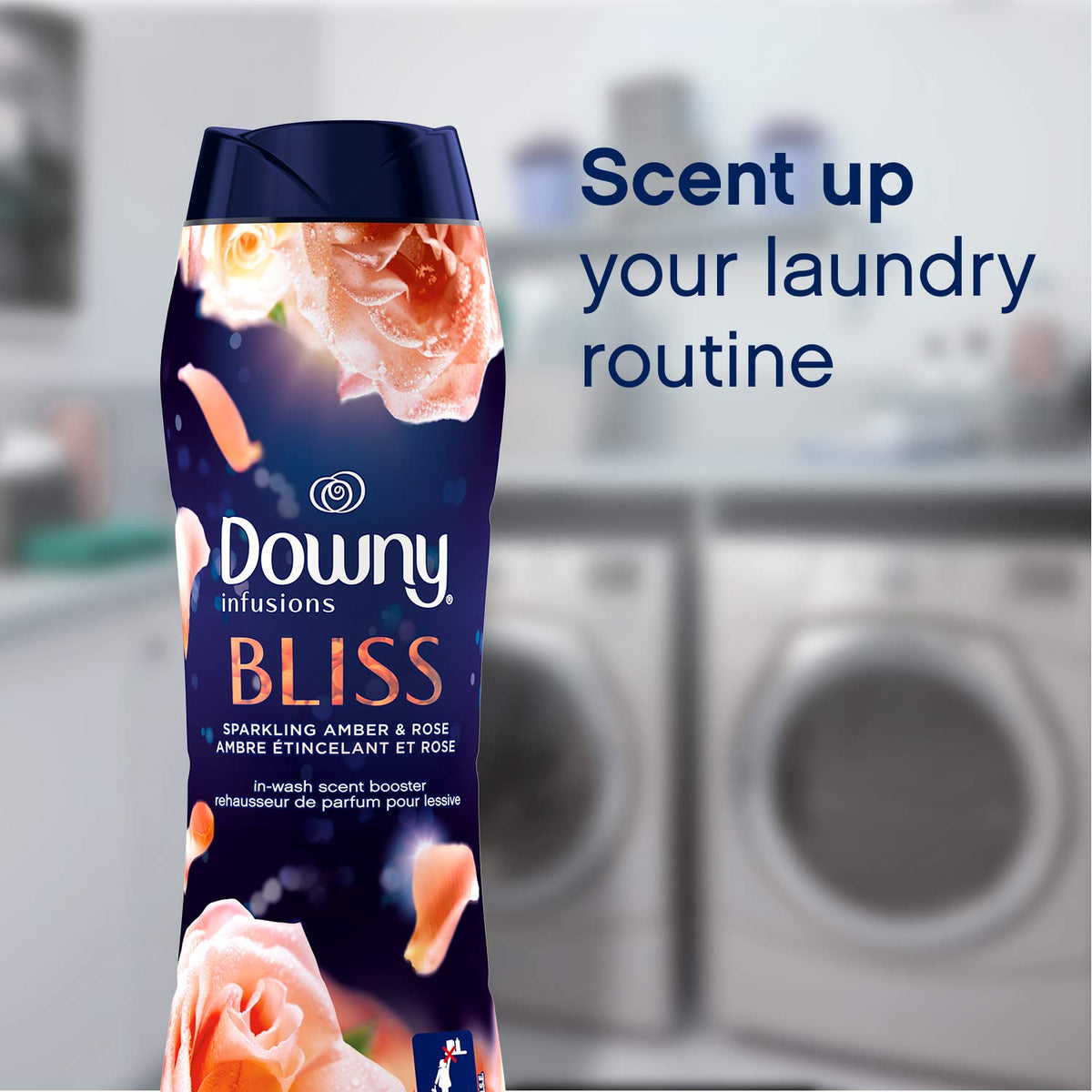 Downy Infusions Laundry Scent Booster Beads for Washer, Bliss, Sparkling Amber & Rose, 10 oz (Pack of 4)