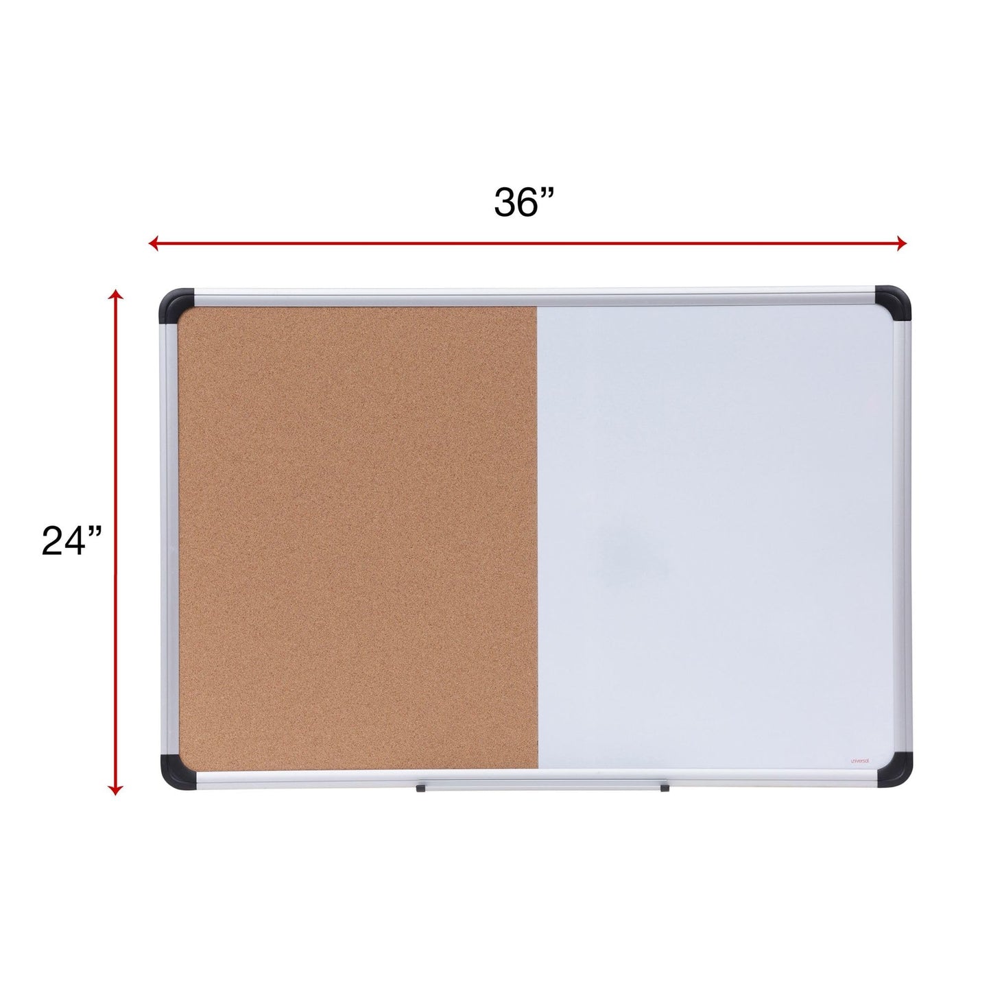 Universal UNV43743 36 in. x 24 in. Melamine Cork/Dry Erase Board - Tan/White Surface, Aluminum/Plastic Frame