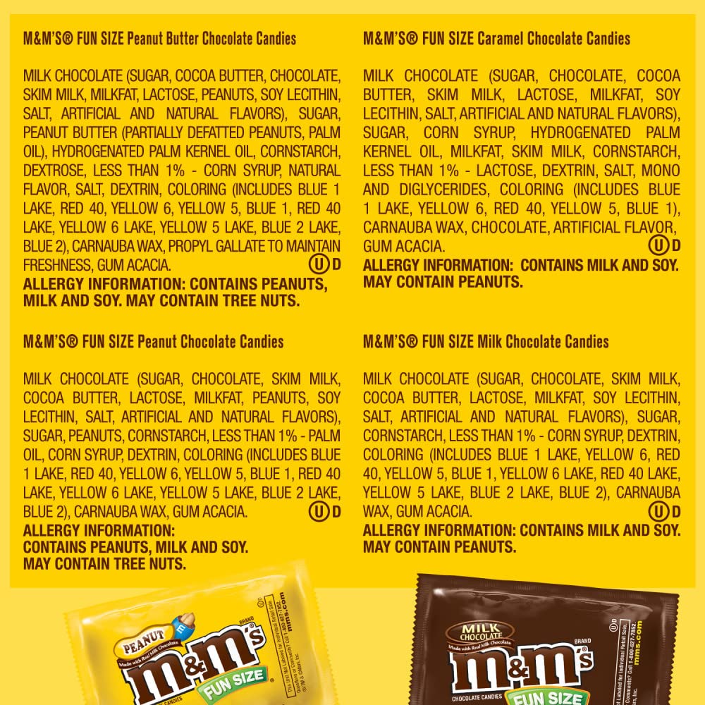 M&M'S Fun Size Milk Chocolate, Peanut, Peanut Butter & Caramel Candy Variety Pack, 30.35 oz/55 ct Bulk Candy Bag