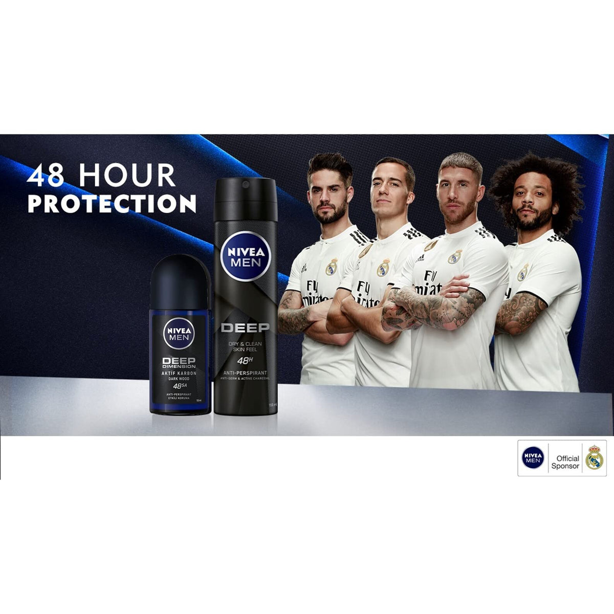 Nivea For Men Deodorant Roll-On Dimension - Dark Wood Anti Perspirant, 48h 1.7oz/50ml (Pack of 3)