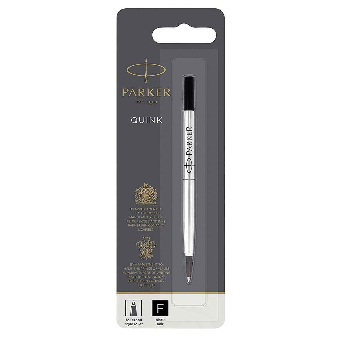 Parker QUINK Rollerball Pen Ink Refill, Medium, Black