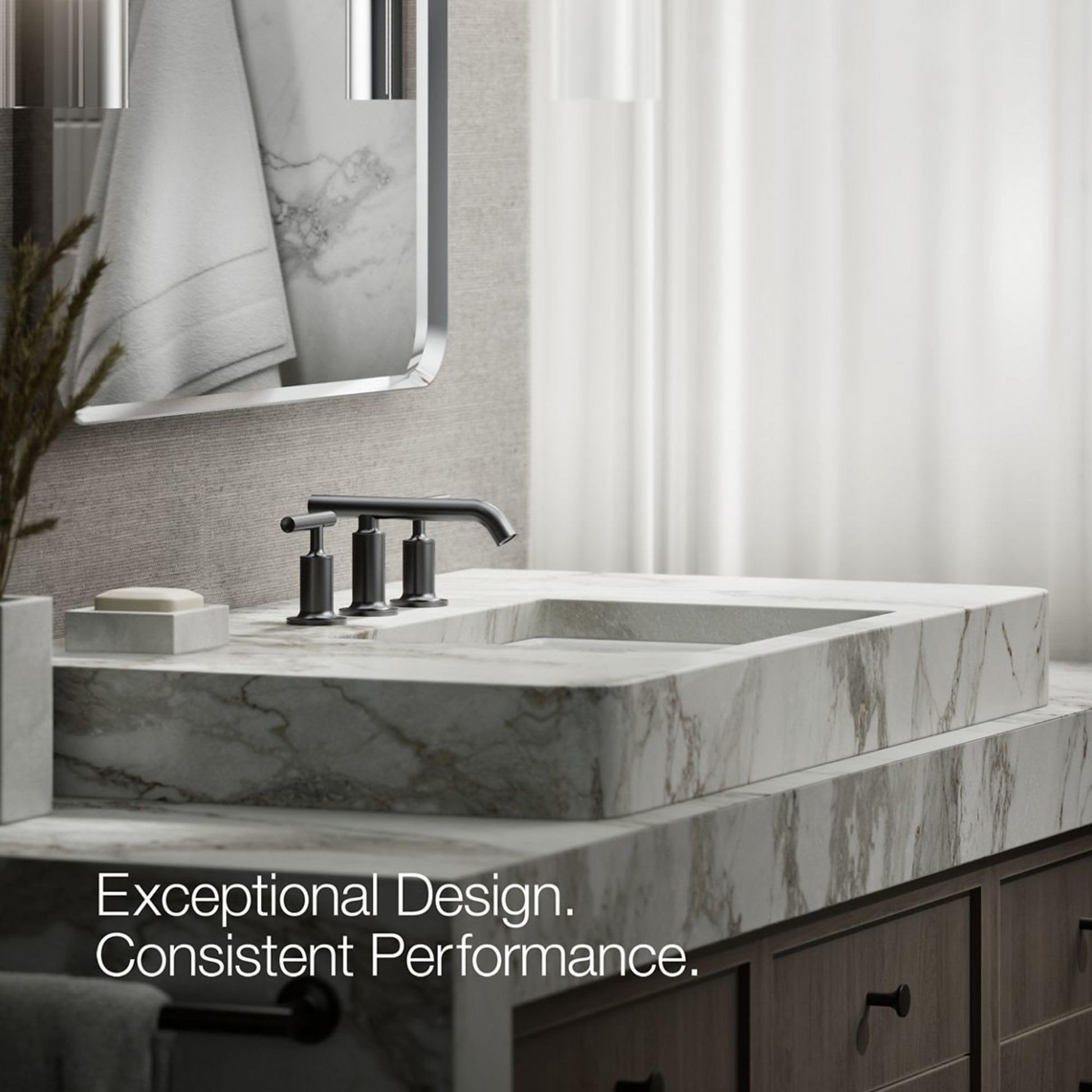 KOHLER Purist Widespread Bathroom Sink Faucet with Low Lever Handles and Low Spout