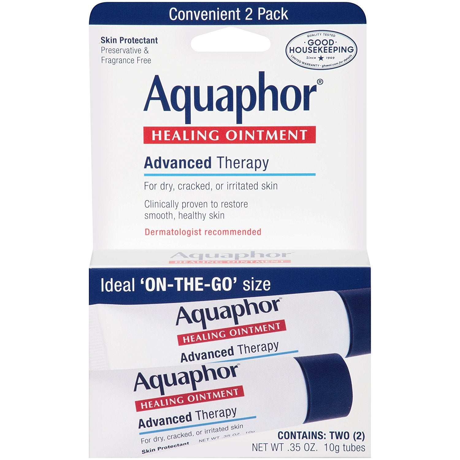Aquaphor Healing Ointment 2 Count 0.35 Ounce (10ml) (6 Pack)