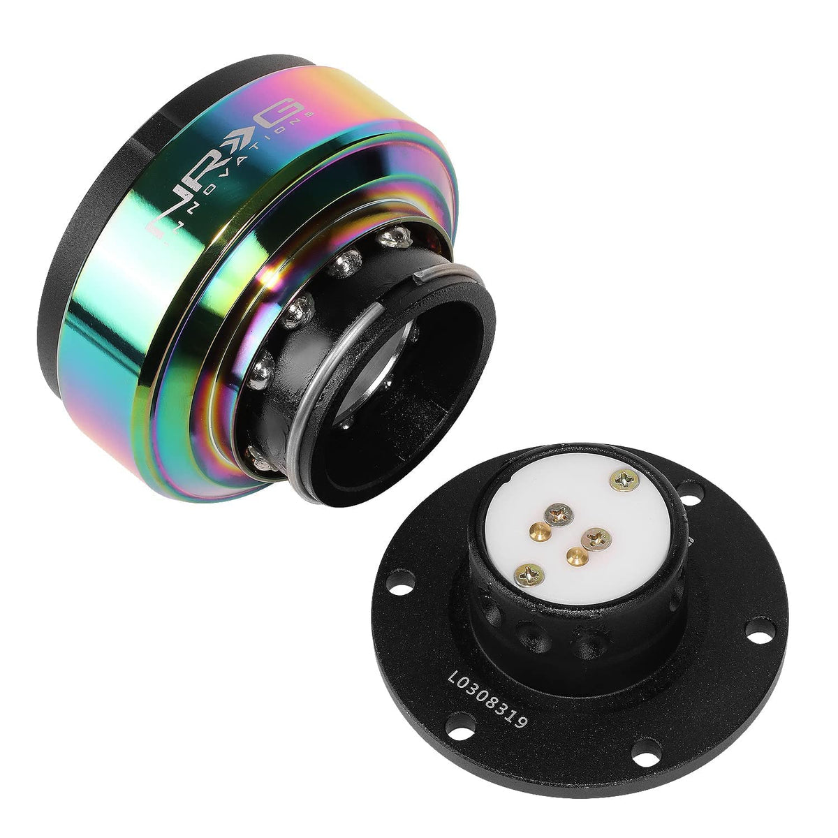 NRG Innovations Steering Wheel Quick Release Kit, Black Body, Neo Chrome Ring, 6x70mm & 6x74mm Bolt Pattern, NRG-SRK-200BK-MC