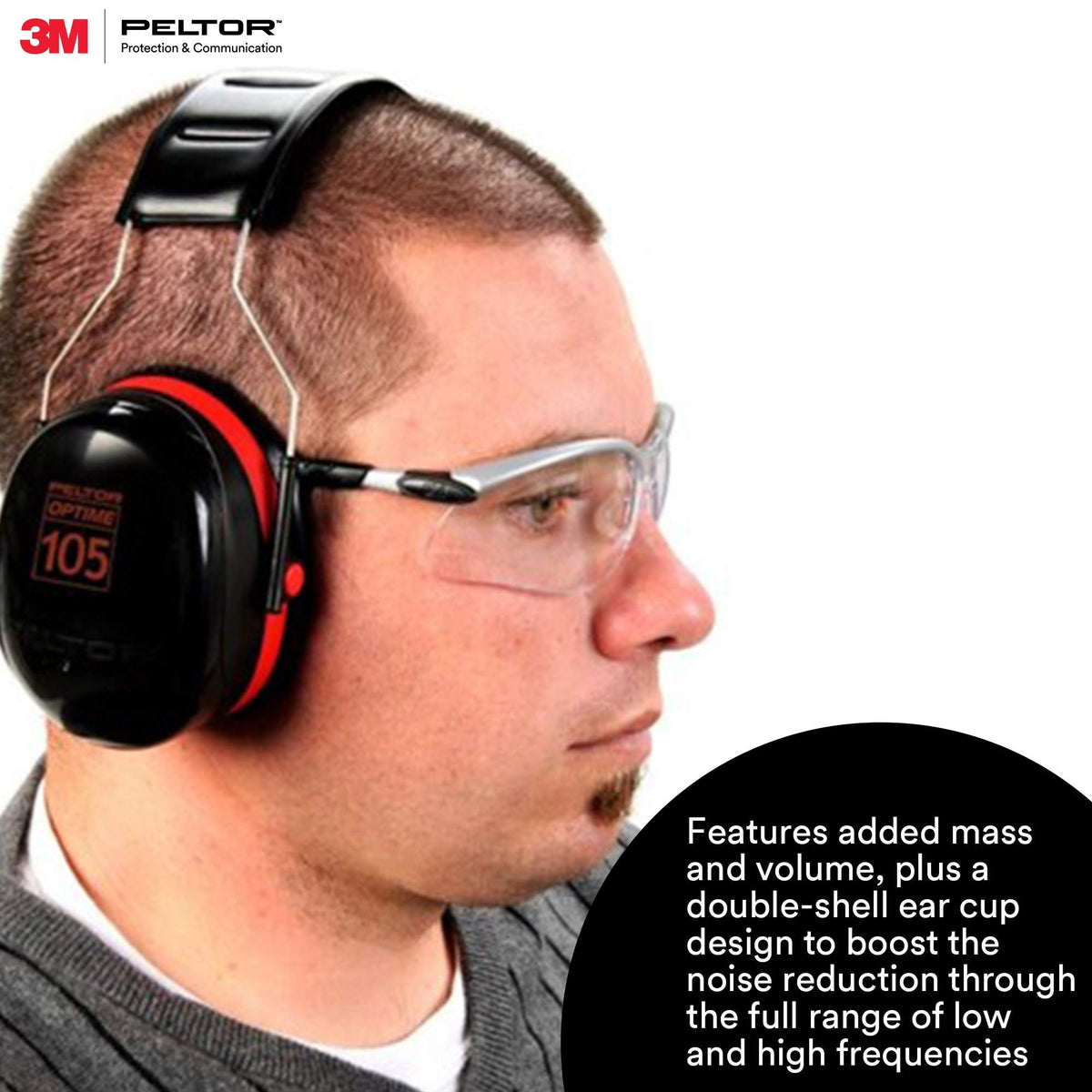 3M Standard Earmuffs, Black/Red, Over The Head