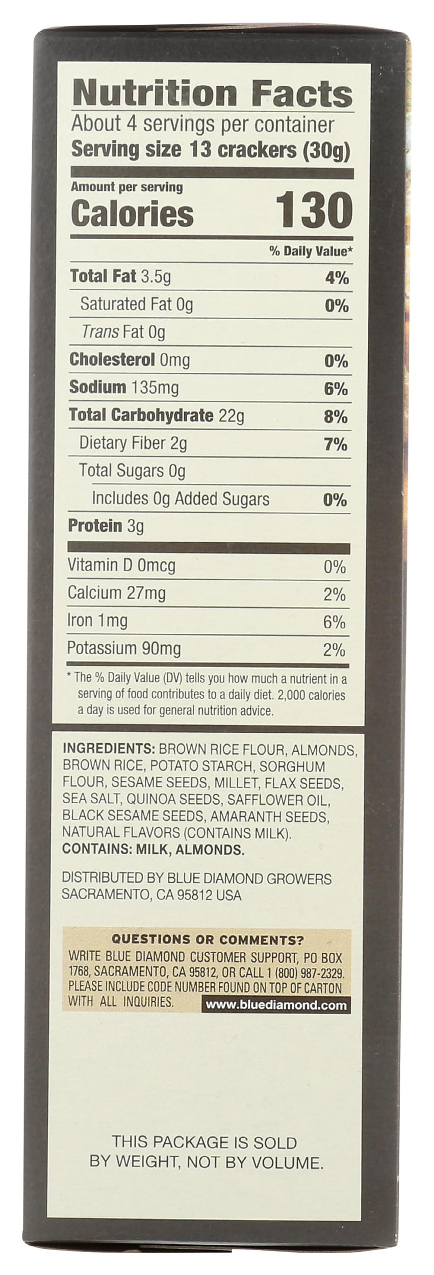 Blue Diamond Gluten Free Nut Thin Cracker Crisps, Multiseed, 4.25 Iybce