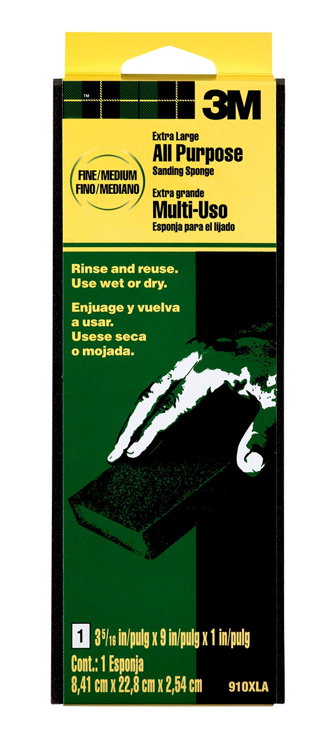 3M 910-XLA 910XLA-12-CC Extra Large Area Sanding Sponge, Medium, 1-Inch, 3.3-in x 9-in, $$$