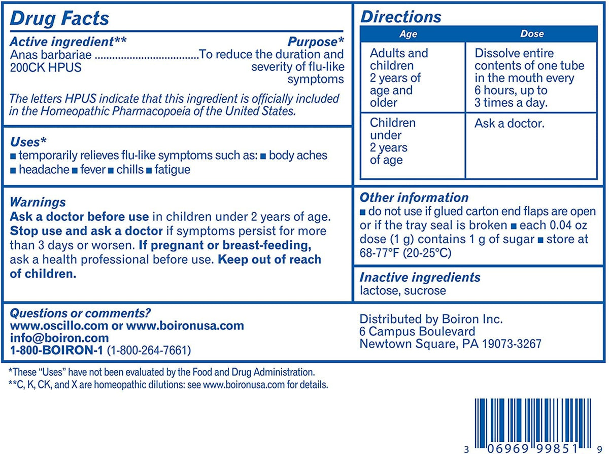 Boiron - Oscillococcinum Quick-Dissolving Pellets for Flu-Like Symptoms - 6 Dose(s)