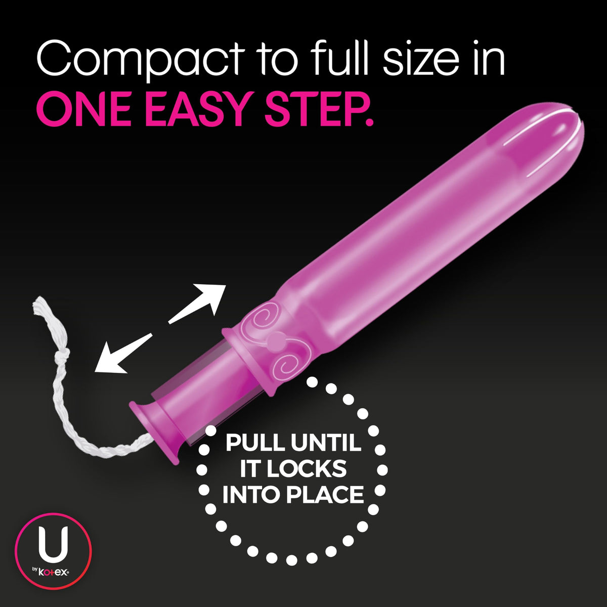 U by Kotex Click Compact Tampons, Regular Absorbency, Unscented, 32 Count