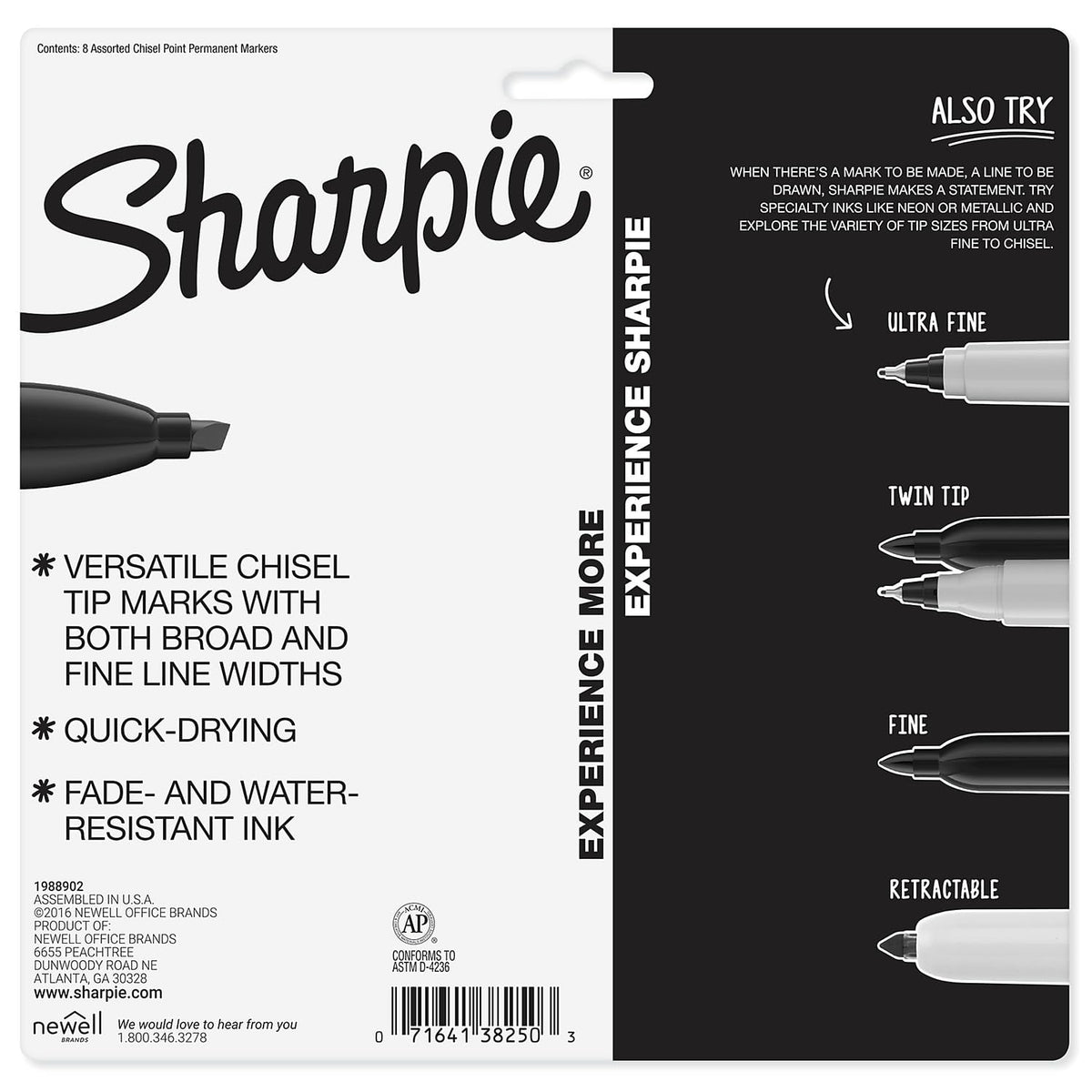 Sharpie 38250PP Permanent Marker 5.3mm Chisel Tip Assorted 8/Set (SAN38250PP)