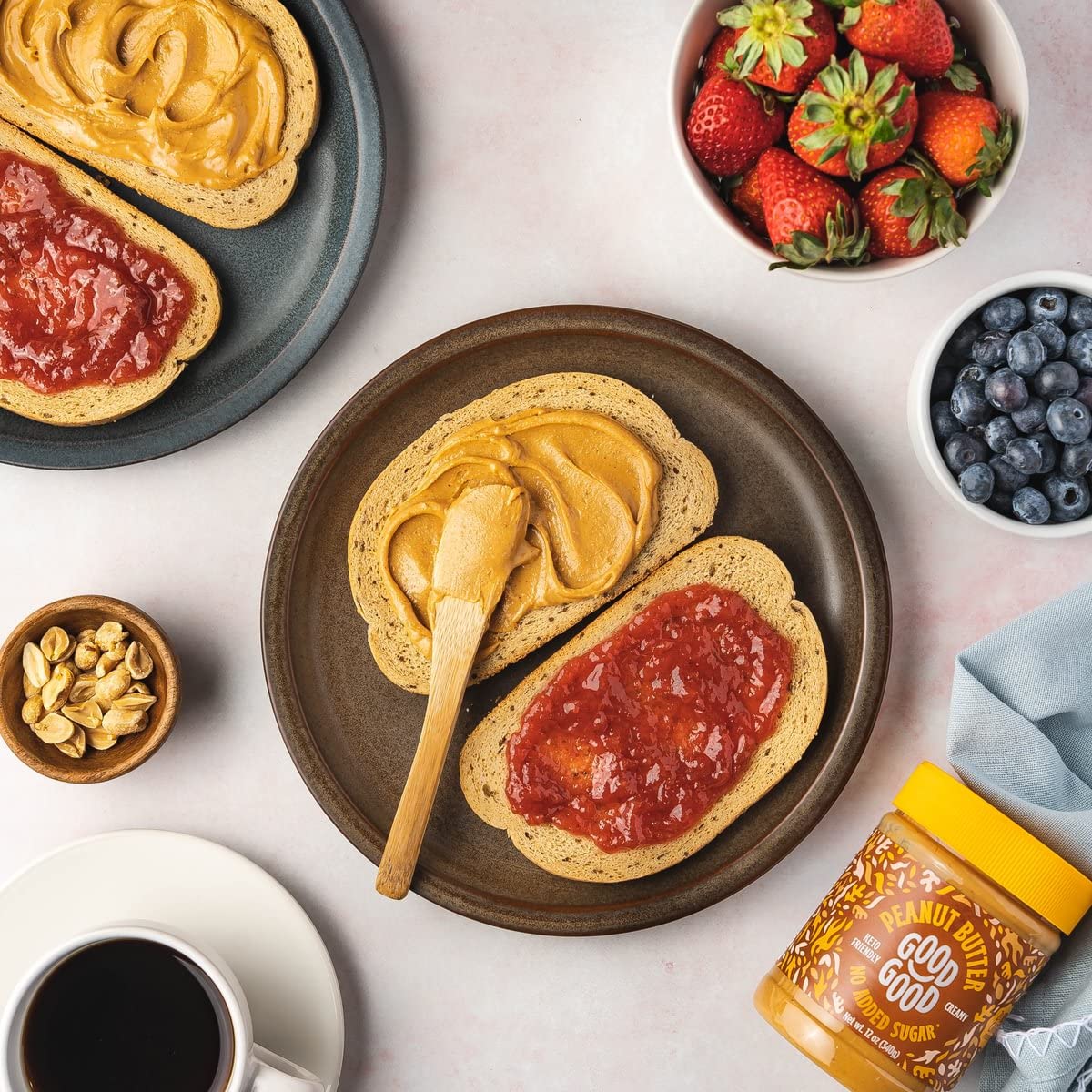 GOOD GOOD Creamy Peanut Butter Keto Friendly - Low Carb & No Added Sugars - Vegan - No Preservatives - Non-GMO - 12 oz / 340g (Pack of 1)