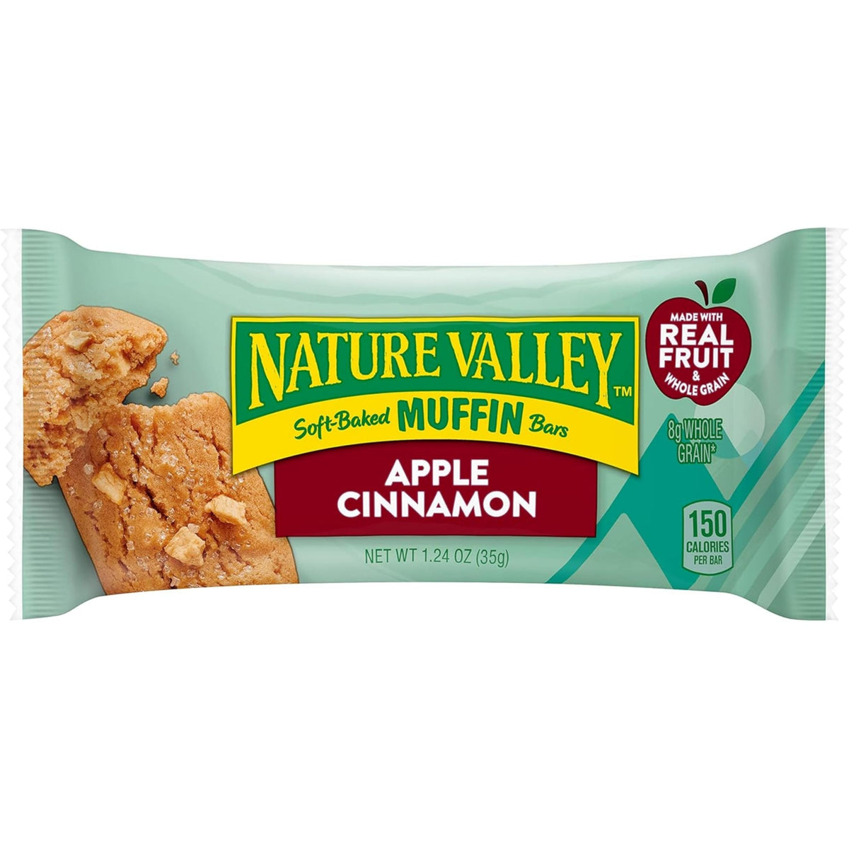 Nature Valley Soft-Baked Muffin Bars, Apple Cinnamon, Snack Bars, 5 Bars, 6.2 OZ (Pack of 8)