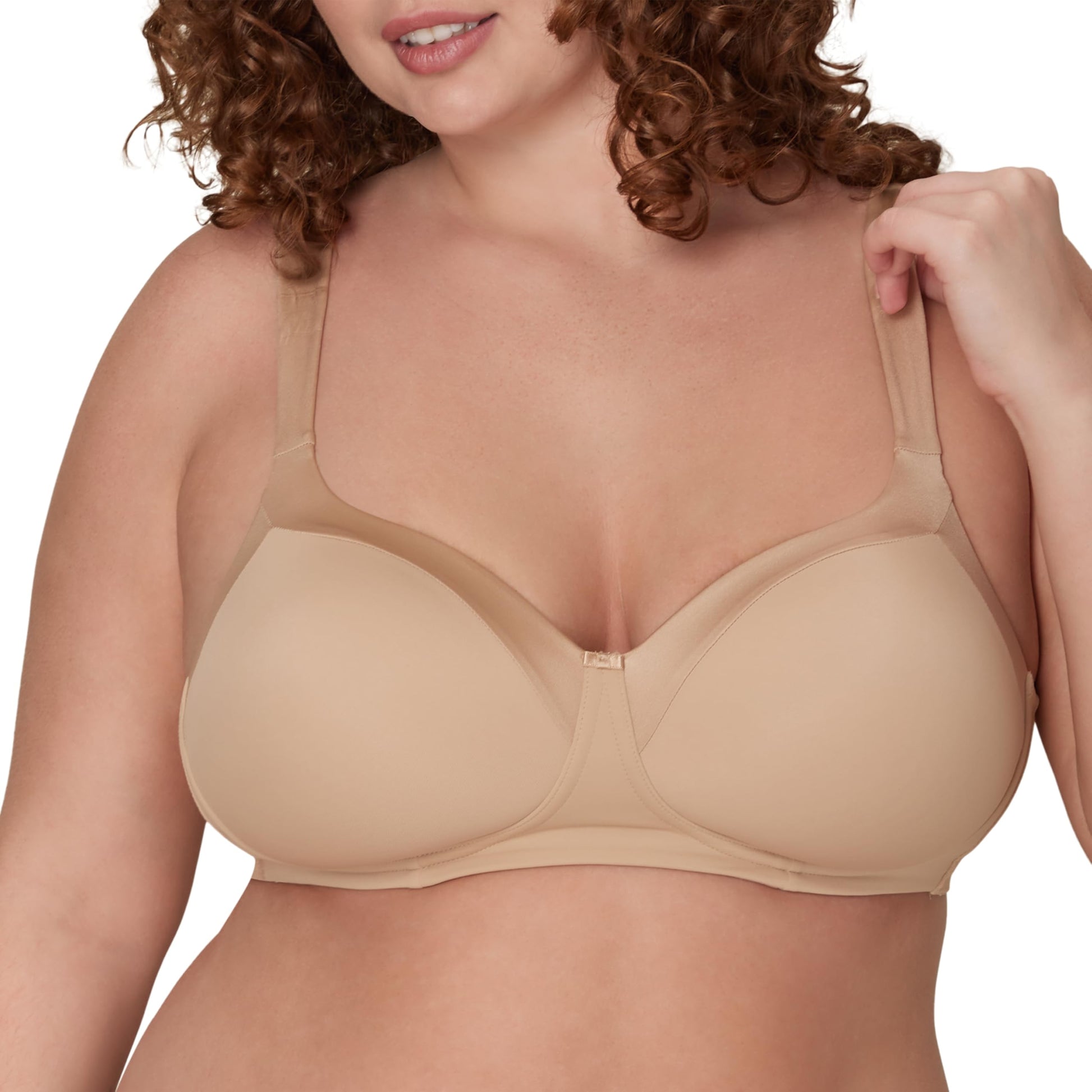 Playtex Secrets Balconette Bra, Full-Coverage Wireless T-Shirt Bra, Balconette Wirefree Full-Figure T-Shirt Bra, Taupe, 38DDD