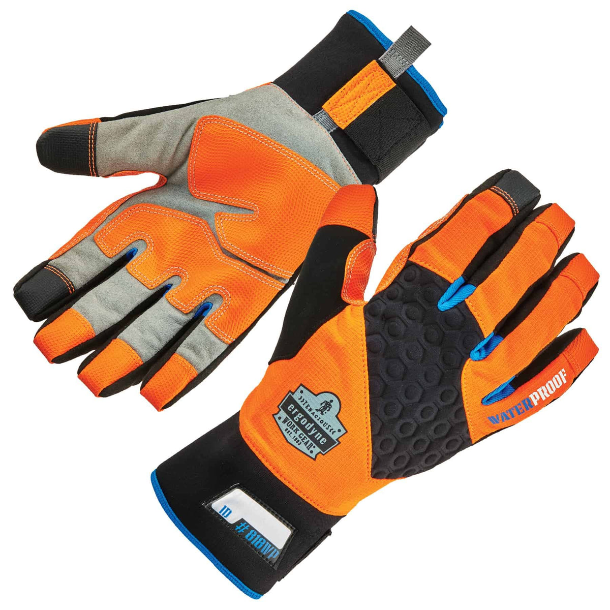 Waterproof Work Gloves, High Visibility, Thermal Insulated, Touchscreen, Enhanced Grip, Ergodyne ProFlex 818WP, Orange