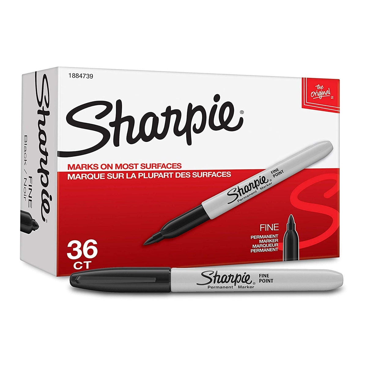 Sharpie 1884739 Permanent Markers Fine Point Black, 180 Markers
