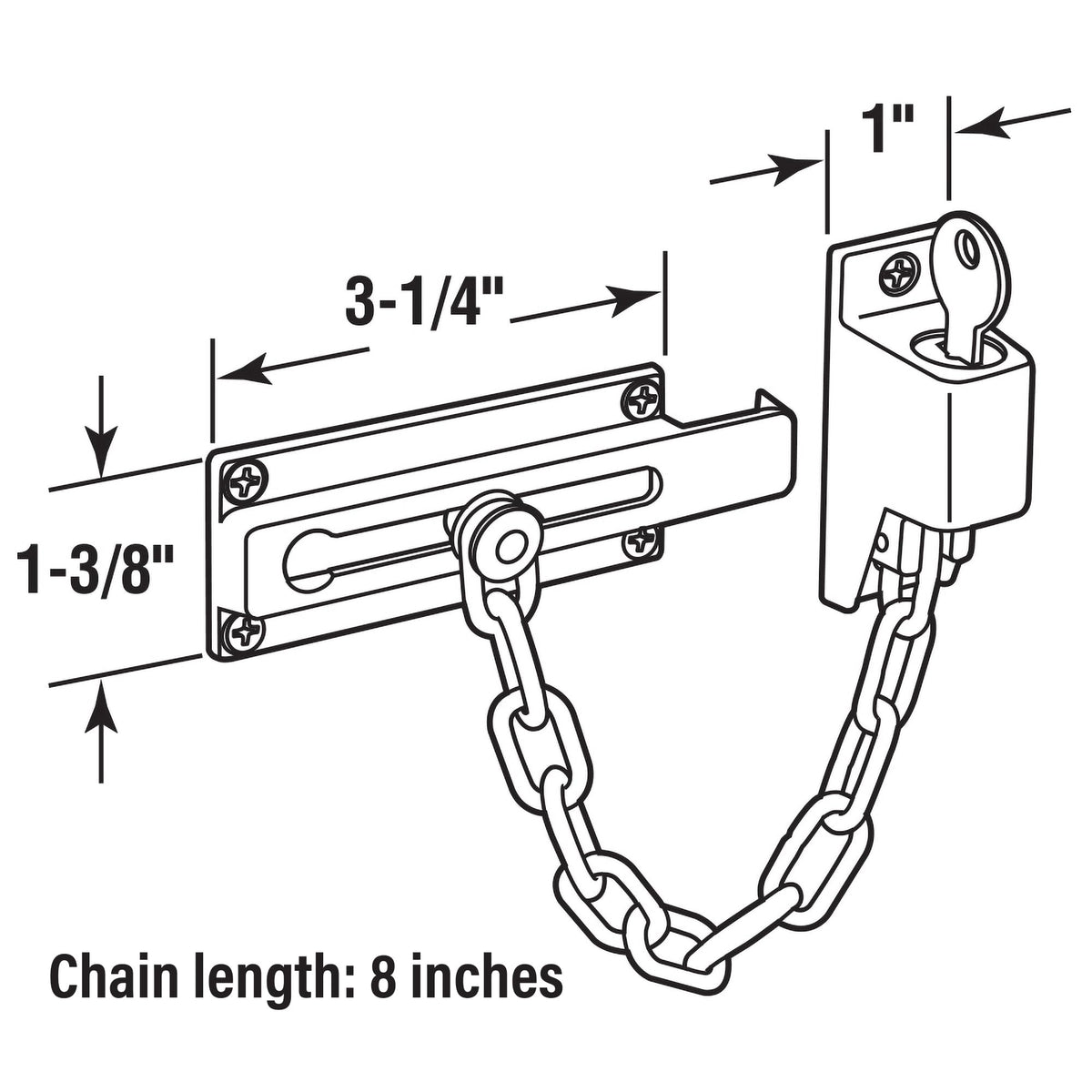 Prime-Line U 110938 Chain Door Guard, Square Corners, Keyed, Matte Black (Single Pack)