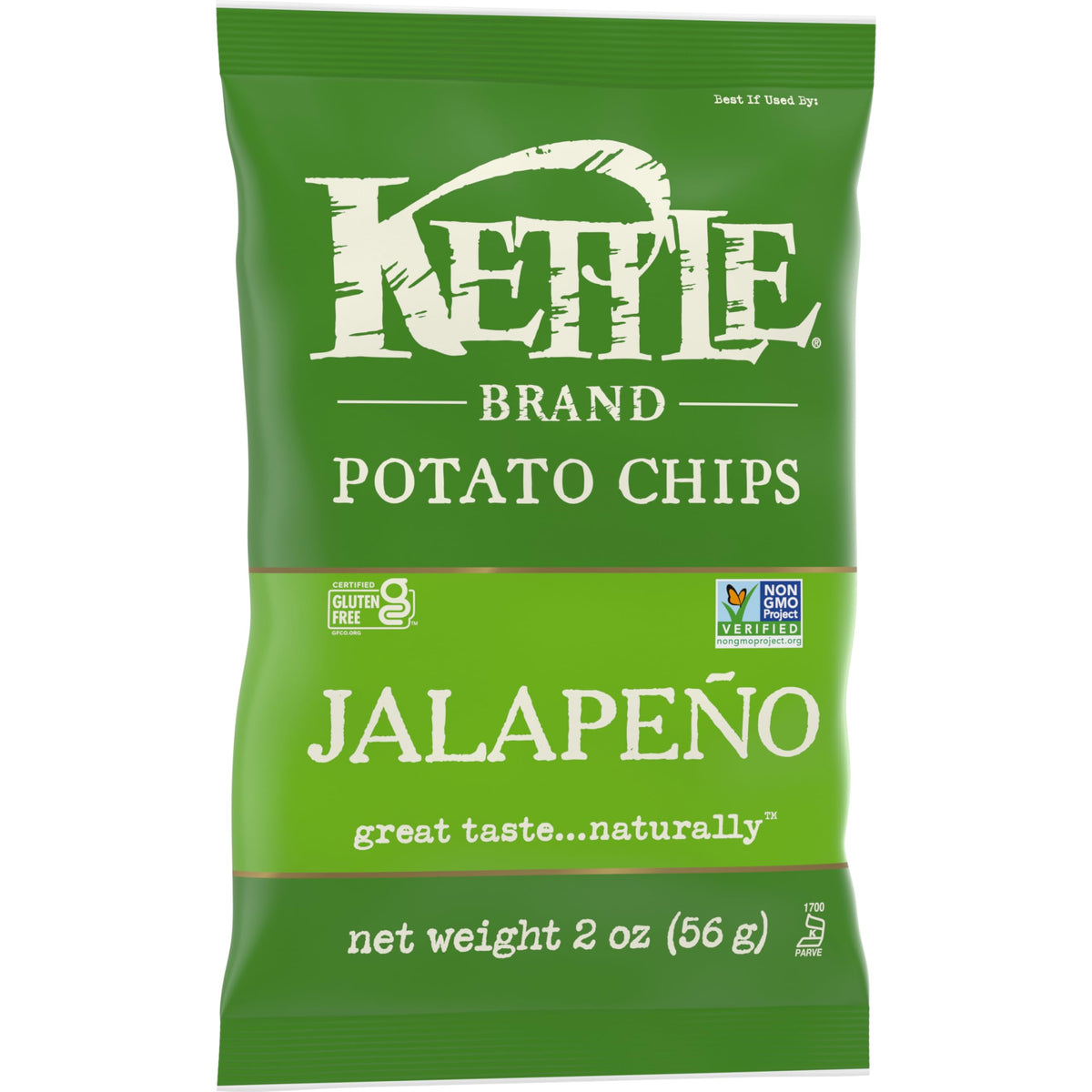 Kettle Brand Potato Chips, Jalapeno Kettle Chips, Snack Bag, 2 Oz (Pack of 6)