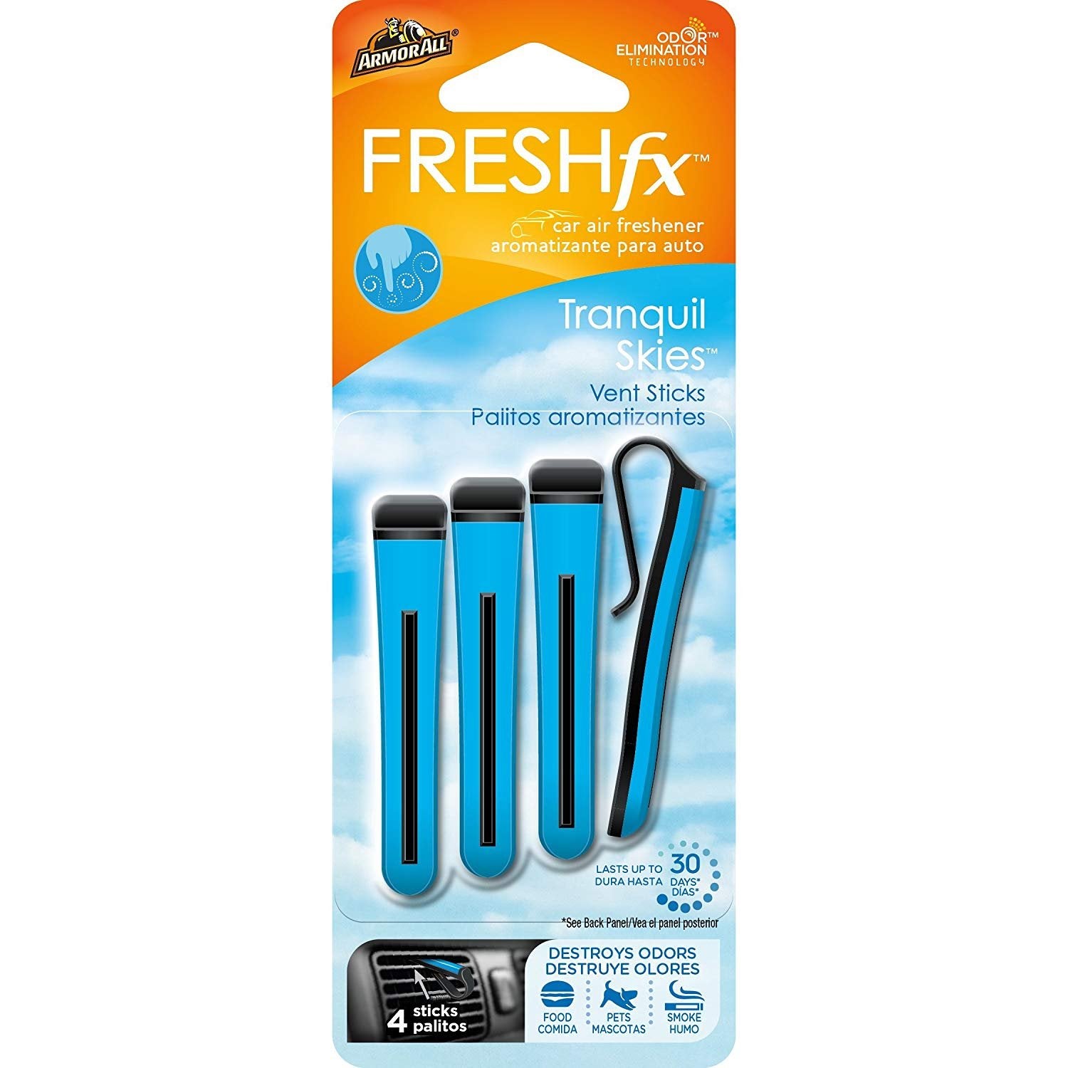 Armor All FRESHfx Car Air Freshener Vent Sticks, 4-Sticks in a Pack (Tranquil Skies)