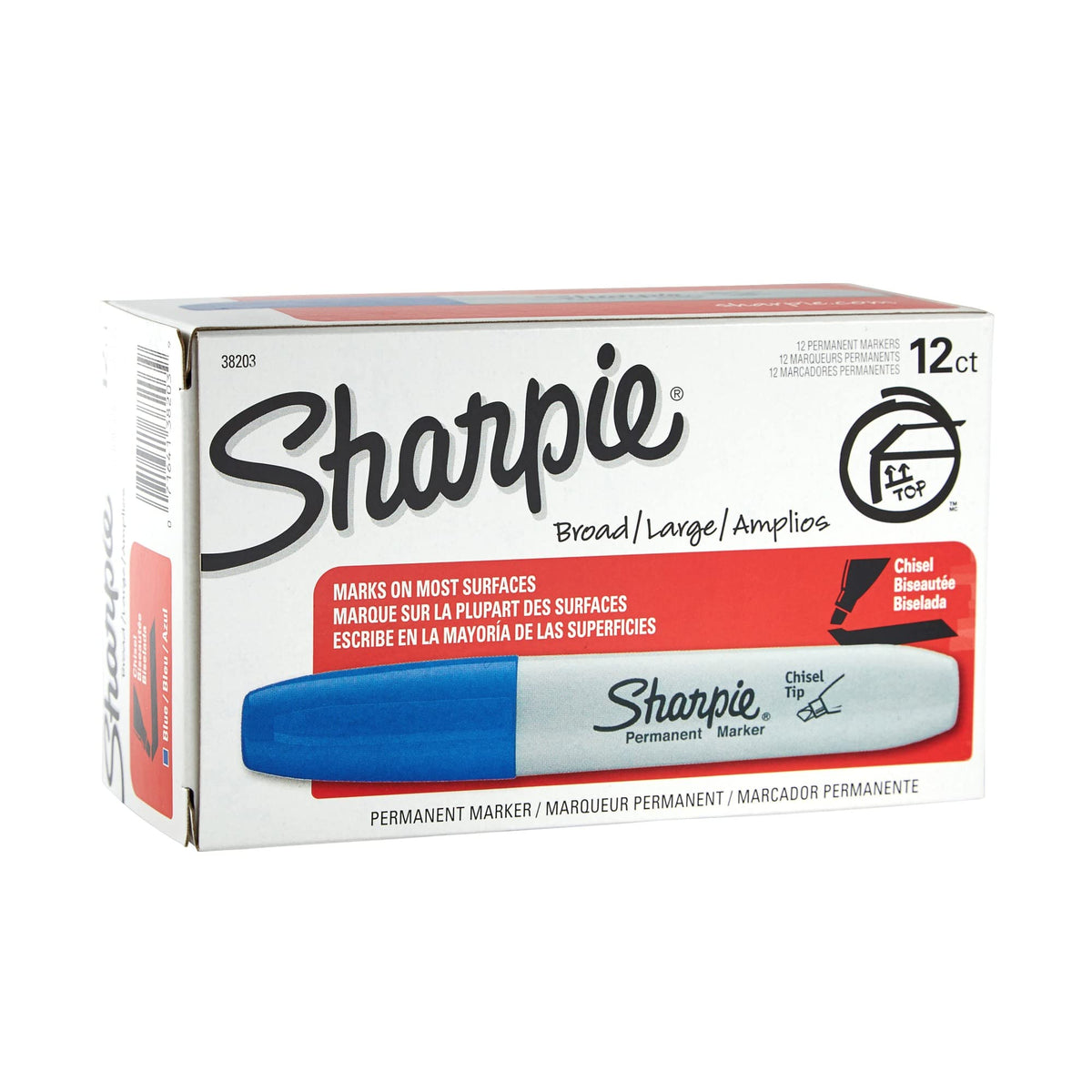 SHARPIE Permanent Markers, Broad, Chisel Tip, 12-Pack, Blue (38203)