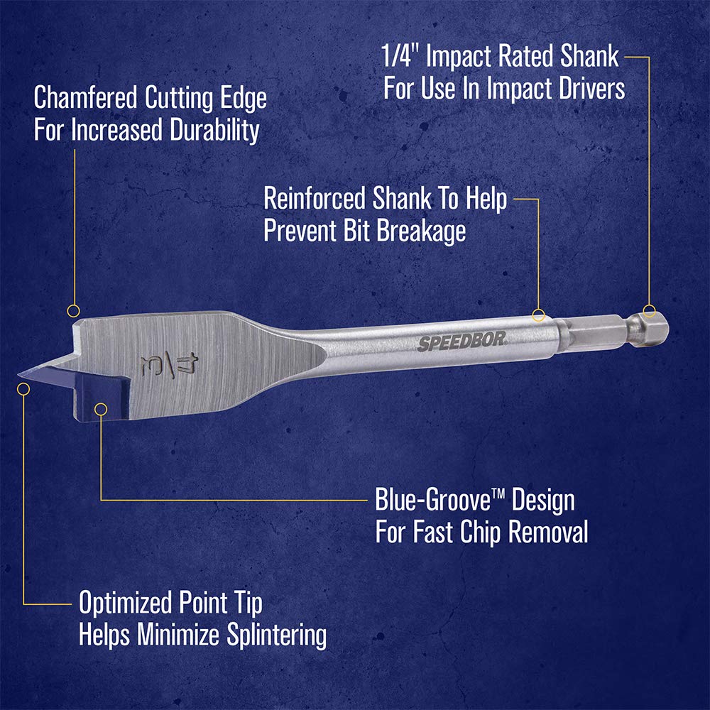 Irwin Tools IRWIN SPEEDBOR Spade Wood Drill Bit 1-1/8" X 6" (88818)