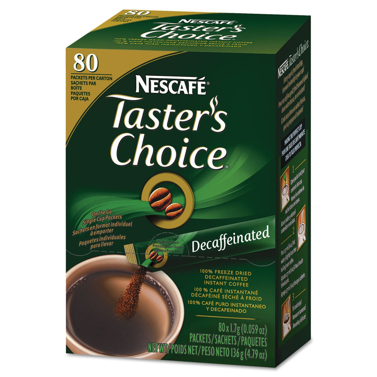Nescafe 66488 Taster's Choice Stick Pack, Decaf, .06oz, 80/Box