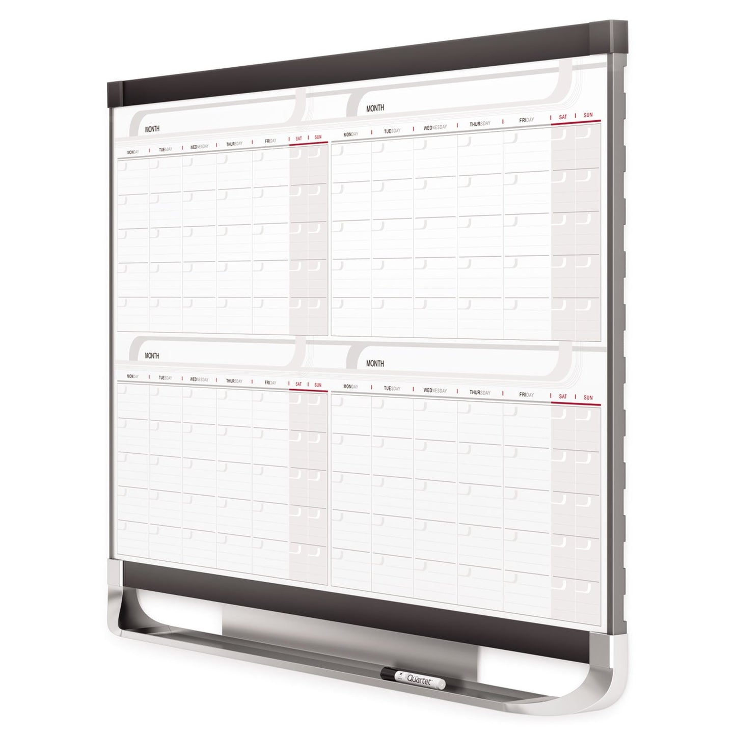 Quartet 4MCP23P2 Prestige 2 Total Erase Four-Month Calendar, 36 x 24, Graphite Color Frame