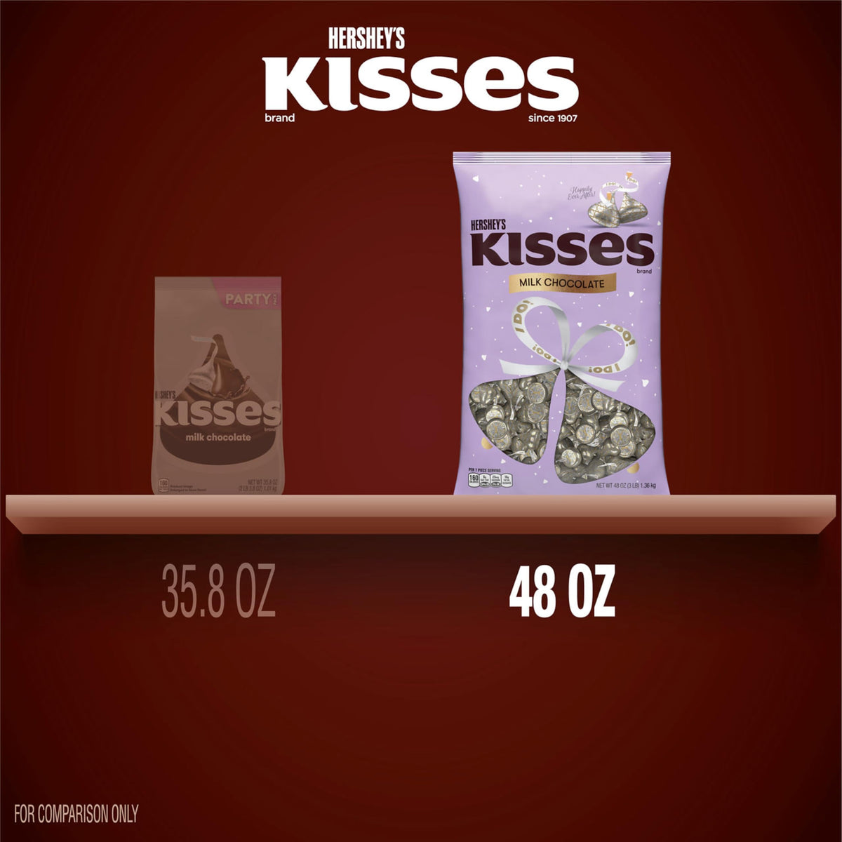 HERSHEY'S KISSES Milk Chocolate Candy Bulk Bag, 48 oz