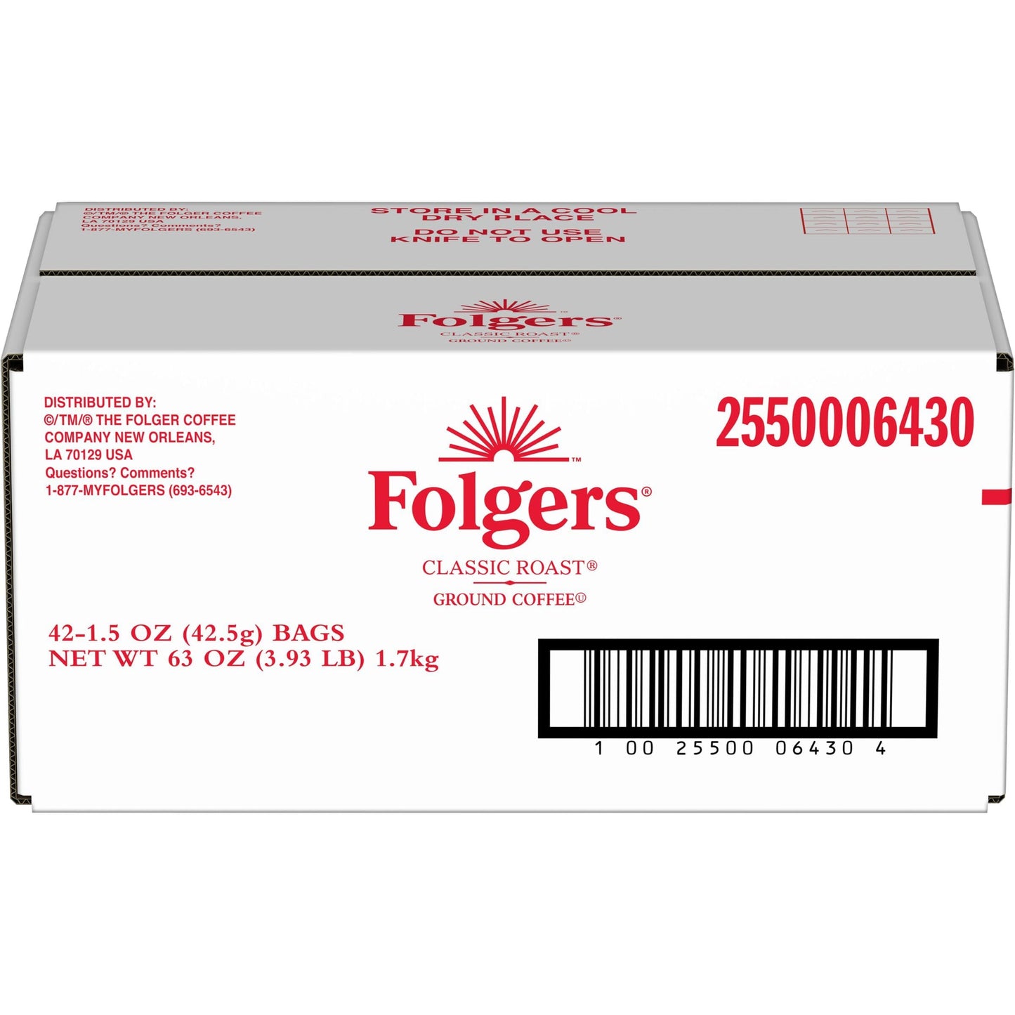 Folgers Classic Roast Coffee Fraction Packs, 1.5 Oz, Pack Of 42 Packs
