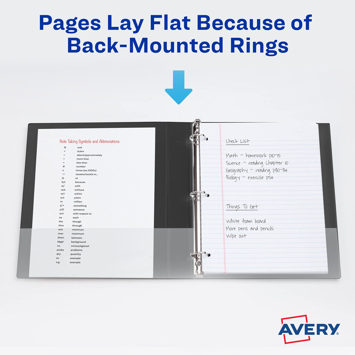 Avery Durable Clear View 3 Ring Binders, 2 Inch EZD Rings, 1 White Binder (09501)